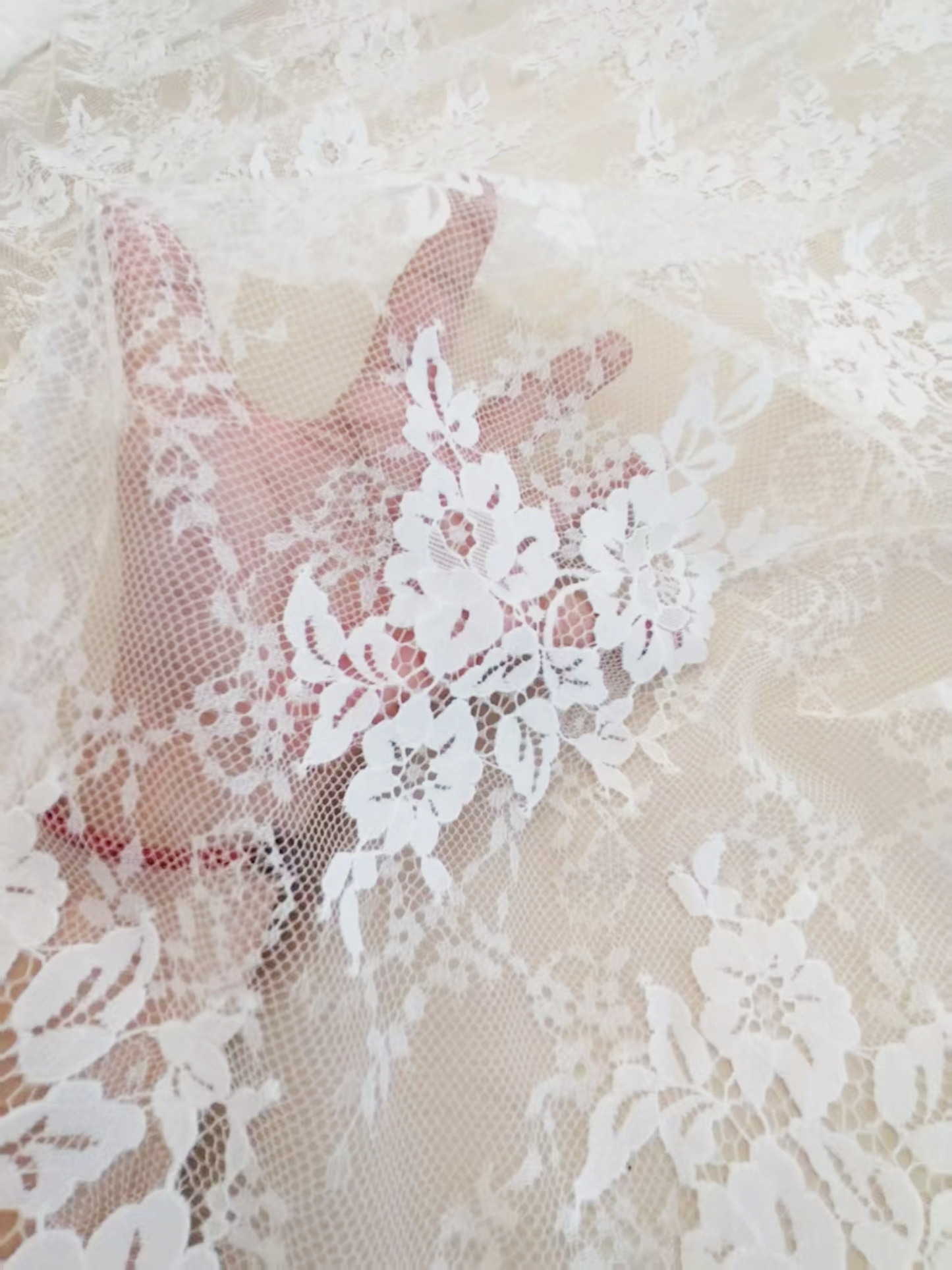 French Eyelash Lace Fabric – 300CM Long & 150CM Wide Per Piece! Embroidered Floral Design for Wedding Dresses, Garment DIY, Decor & Crafts
