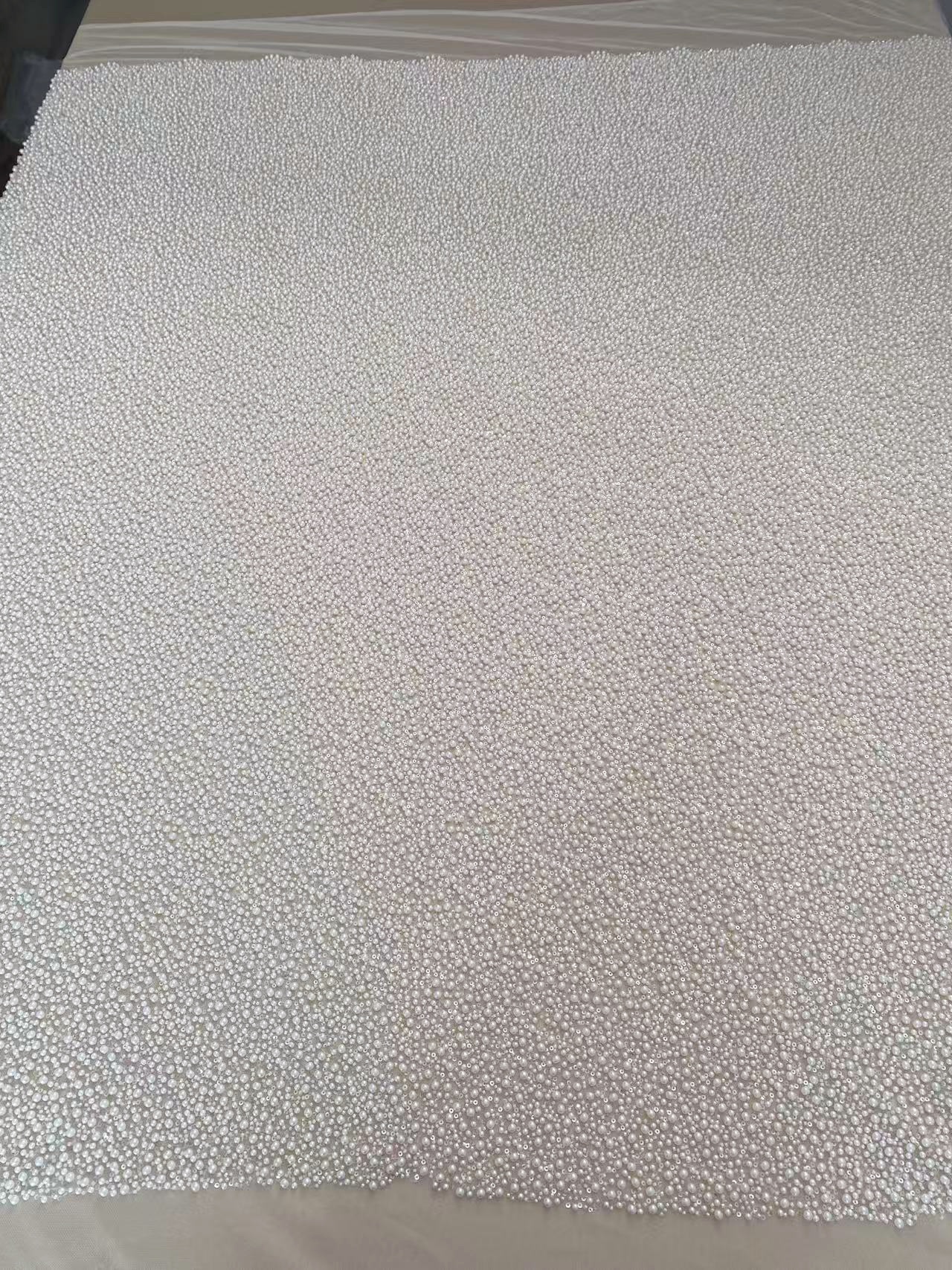 3D Pearl Embroidery Lace Fabric, Heavy Beaded Bridal Dress Lace, Off White Wedding Dress Material, Sequin and Crystal Beaded Lace