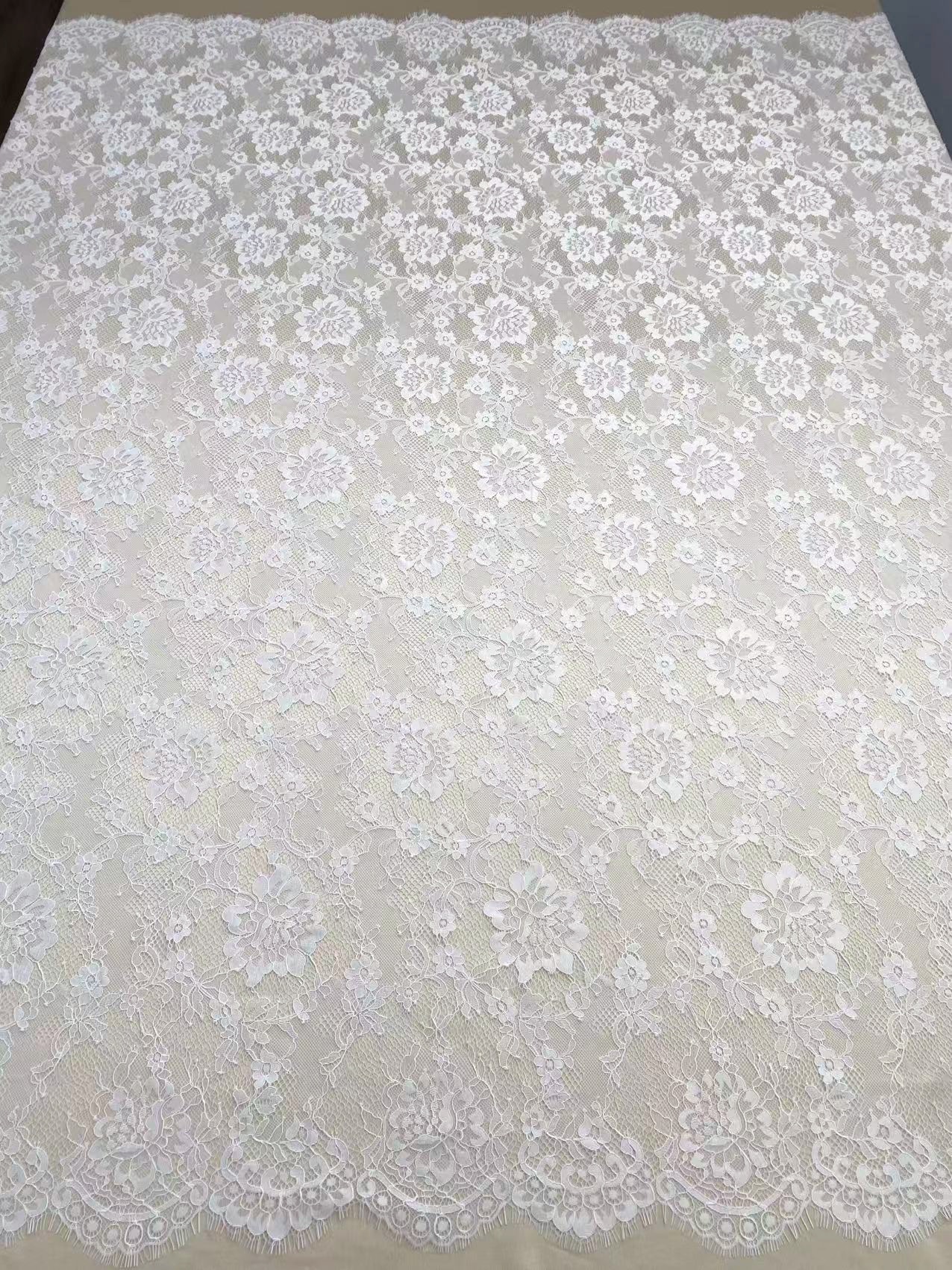 3 Meters Chantilly Eyelash Lace, Soft Lace Tulle Wedding Dress Fabric for Overlay Bridal Veil