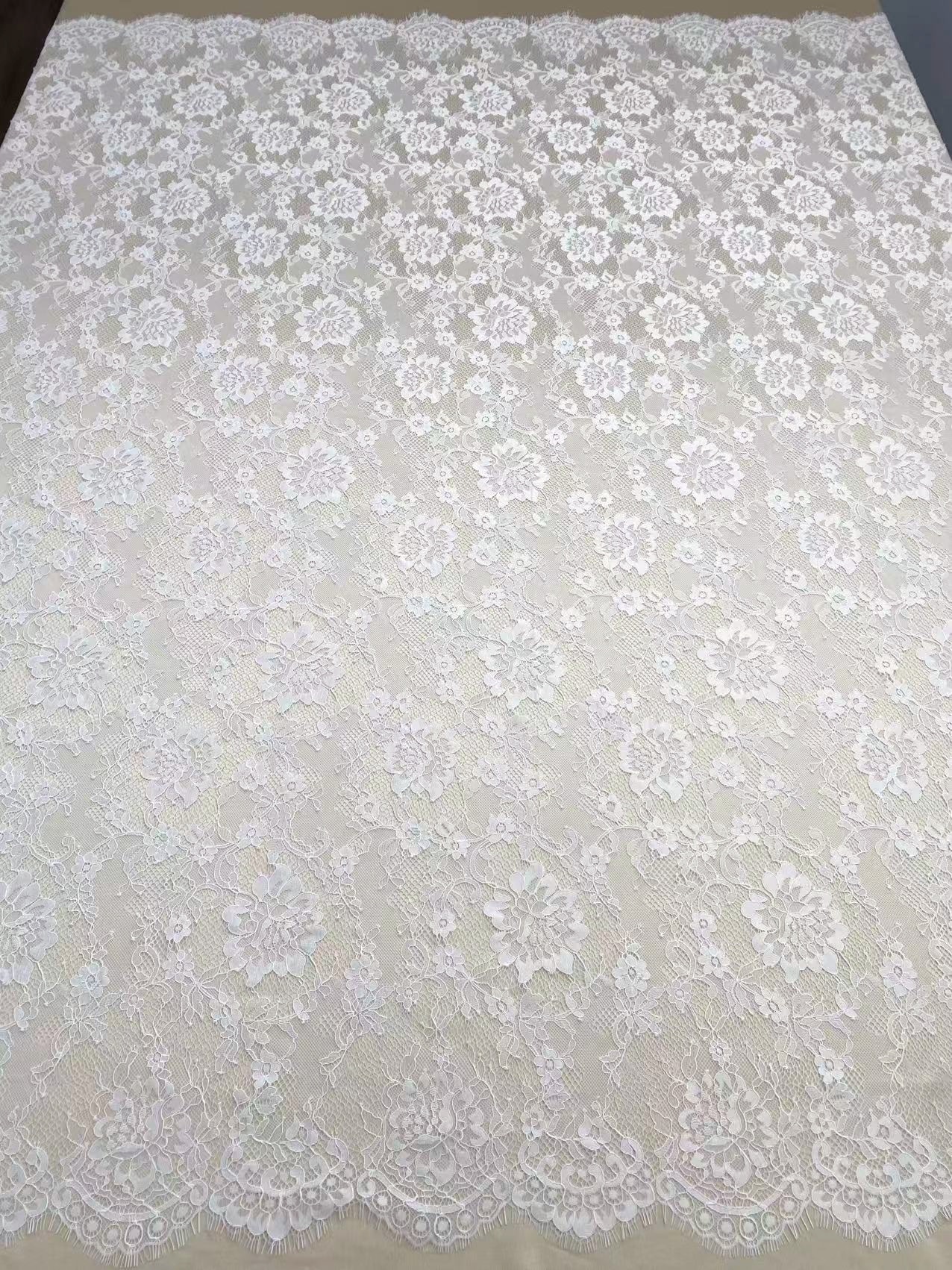 3 Meters Chantilly Eyelash Lace, Soft Lace Tulle Wedding Dress Fabric for Overlay Bridal Veil