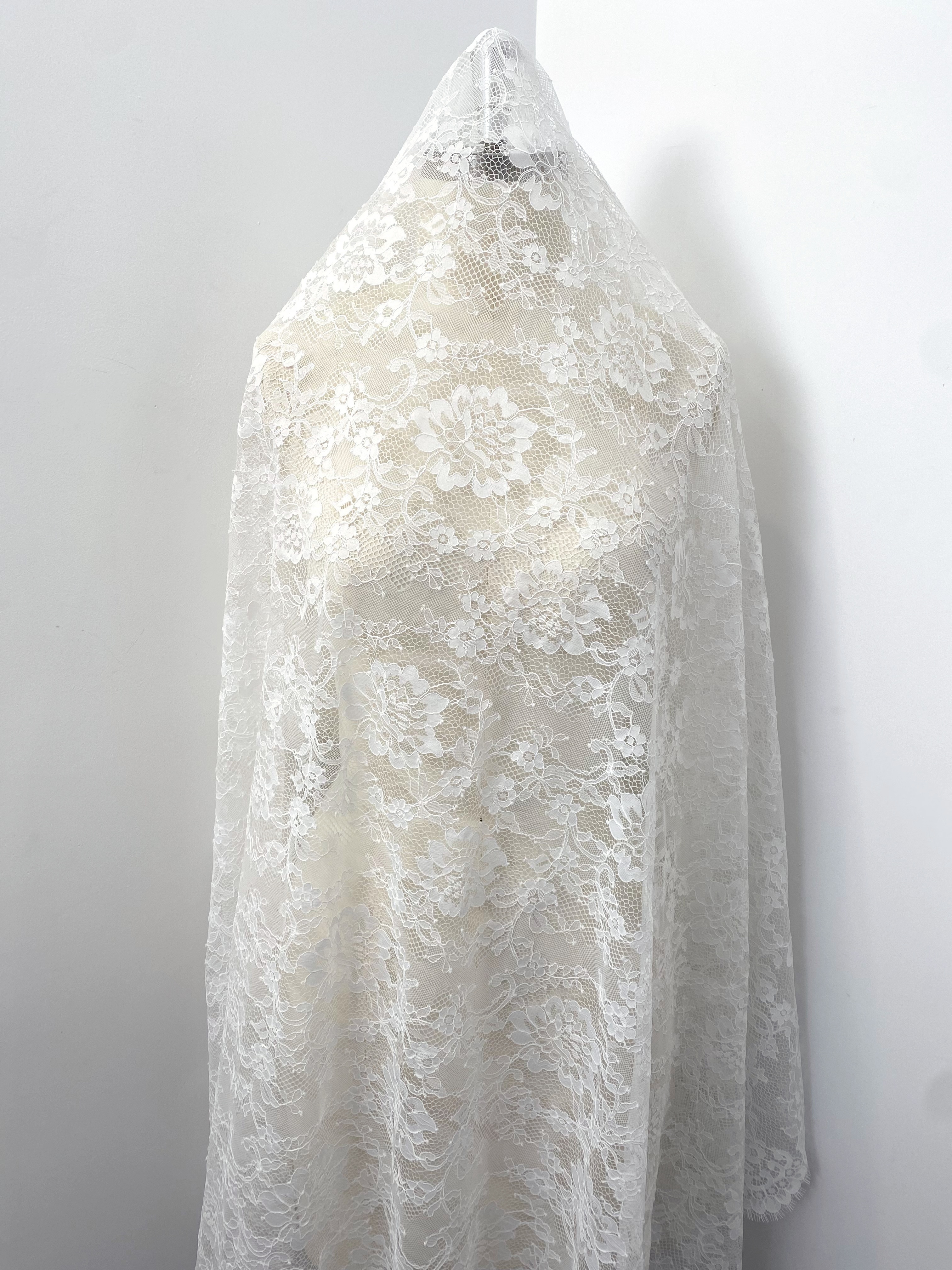 3 Meters Chantilly Eyelash Lace, Soft Lace Tulle Wedding Dress Fabric for Overlay Bridal Veil