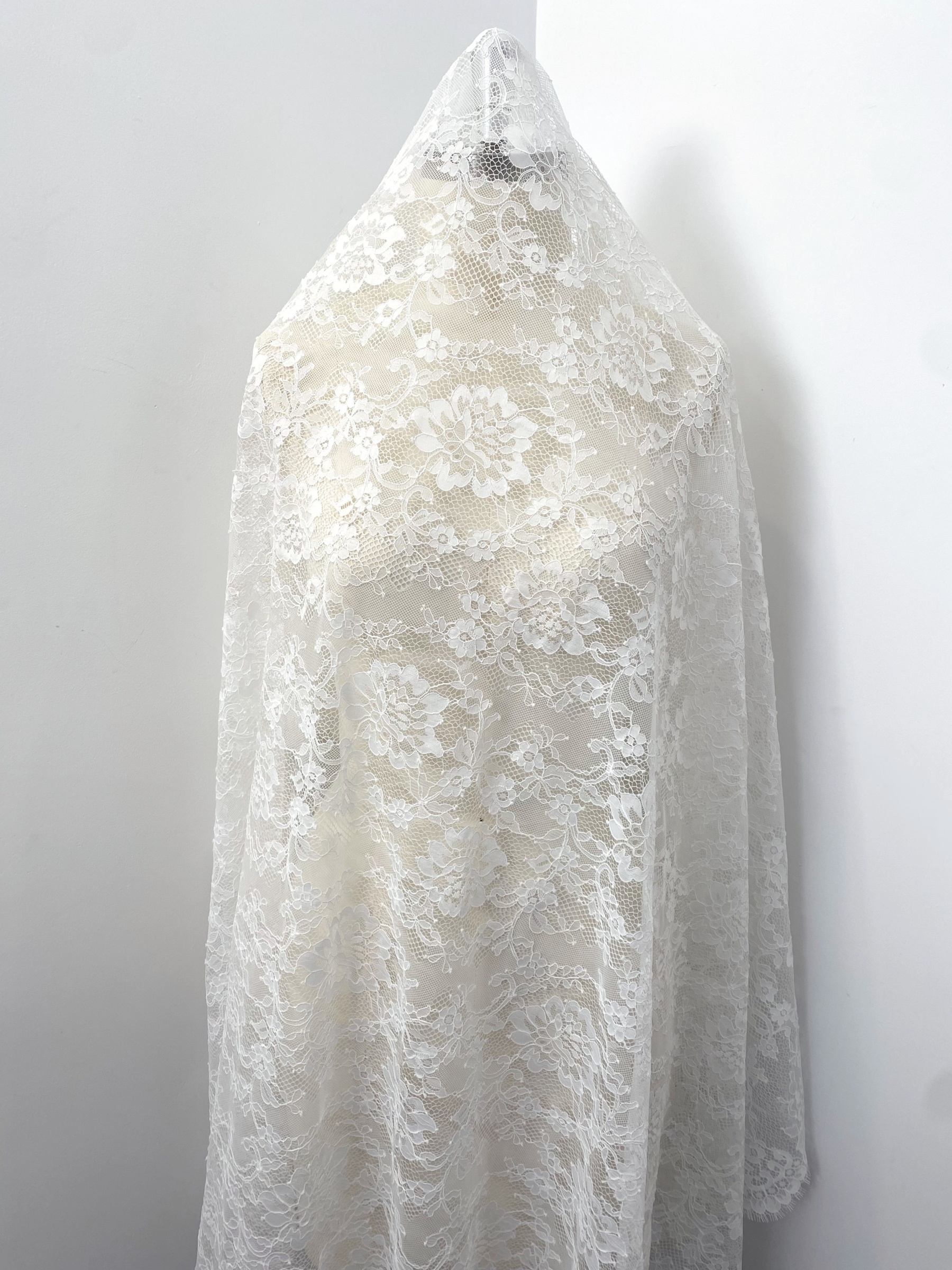 3 Meters Chantilly Eyelash Lace, Soft Lace Tulle Wedding Dress Fabric for Overlay Bridal Veil