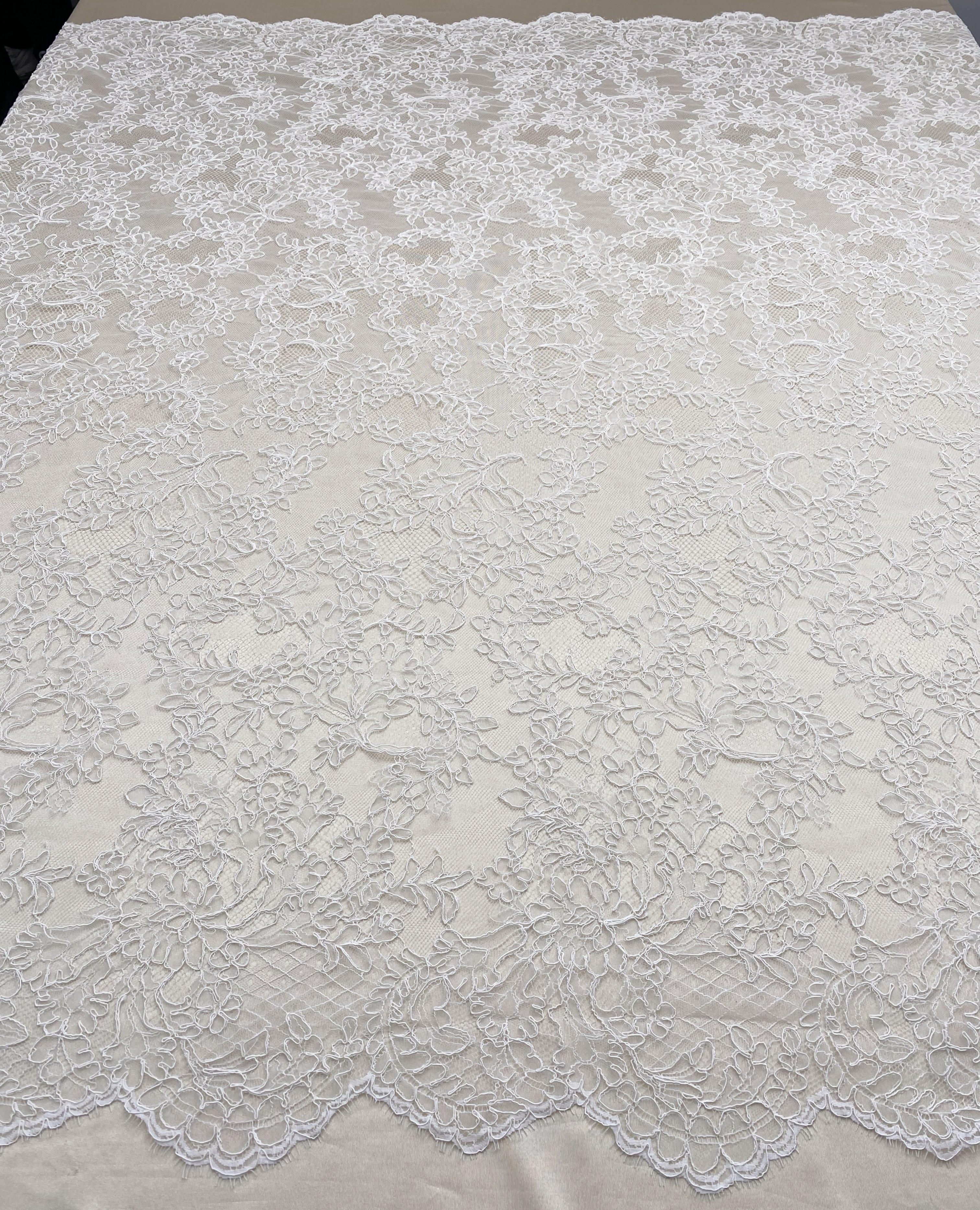 Exclusive Design for 2026: 3 Meters French Lace with Corded, 150cm Wide Alencon Eyelash Lace Fabric for Wedding Dress, Bridal gown, Veil