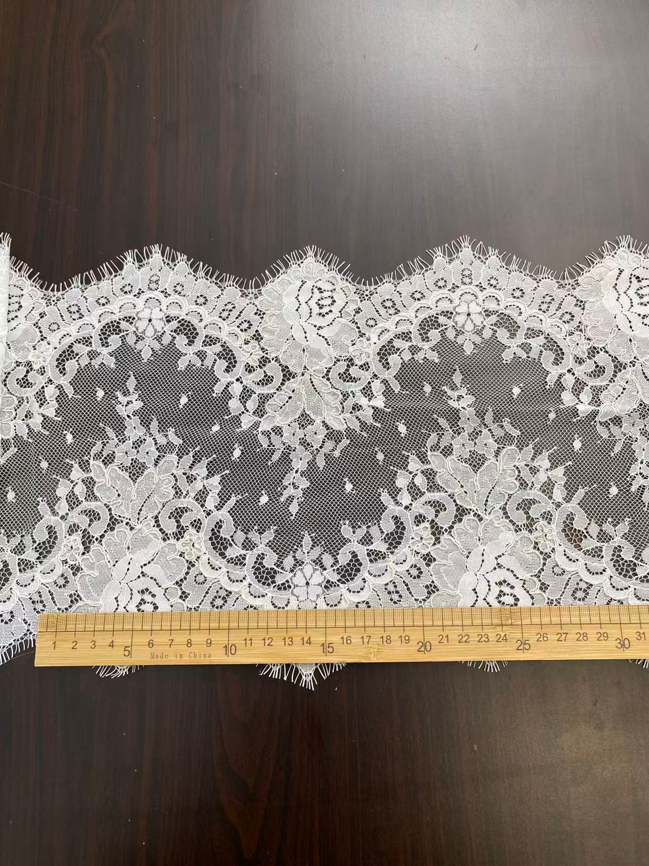 French Chantilly Lace, Floral Trim Eyelash Edging, Eyelash Lace Wedding Dress Fabric for Bridal Veil, Bridal Cap Lace 3 meters