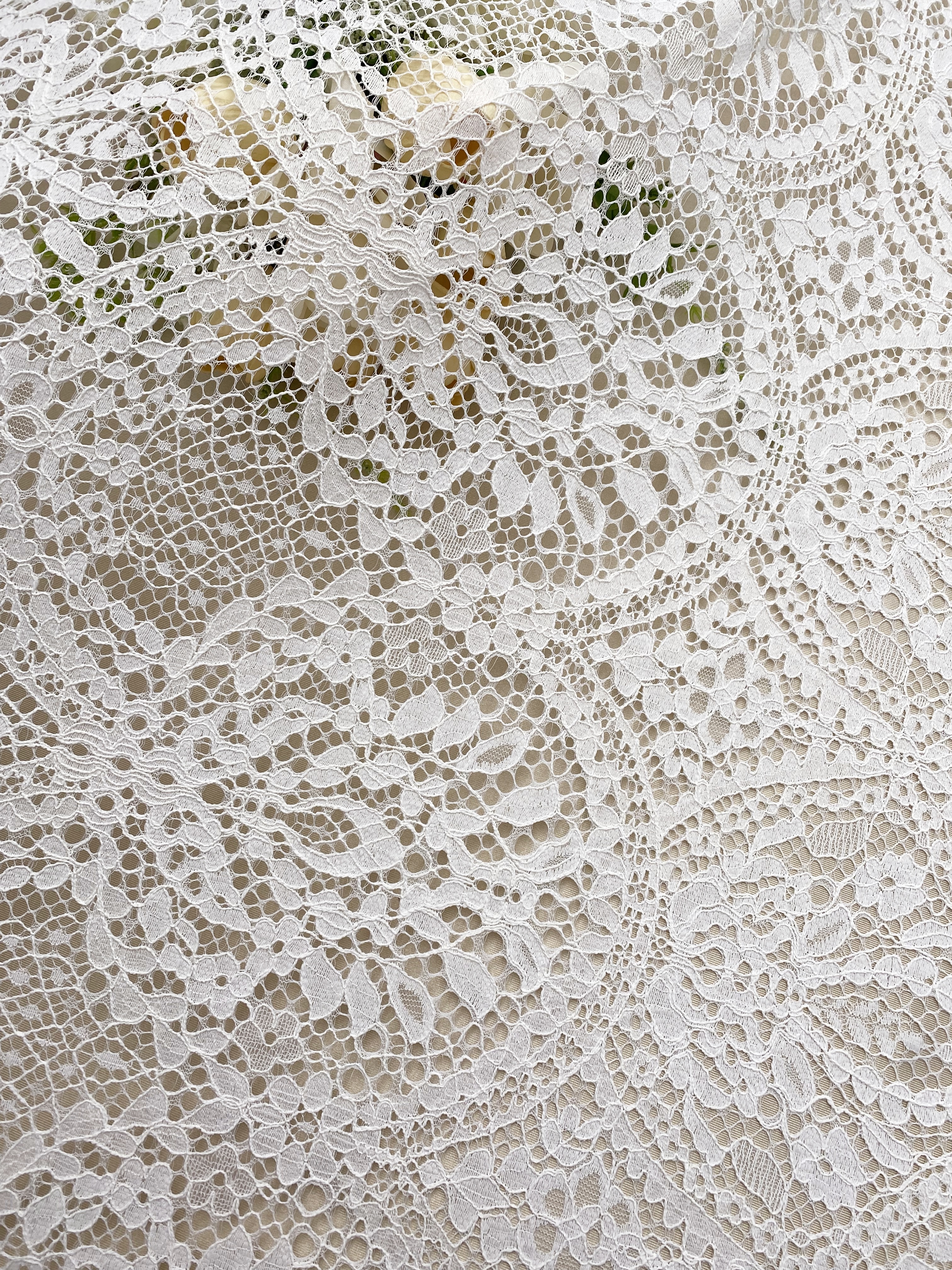 Ivory Floral French Chantilly Lace Fabric, Wedding Lace with Scalloped Edges, Eyelash Bridal Lace, Vintage Alençon Lace, sold by 3 Meters