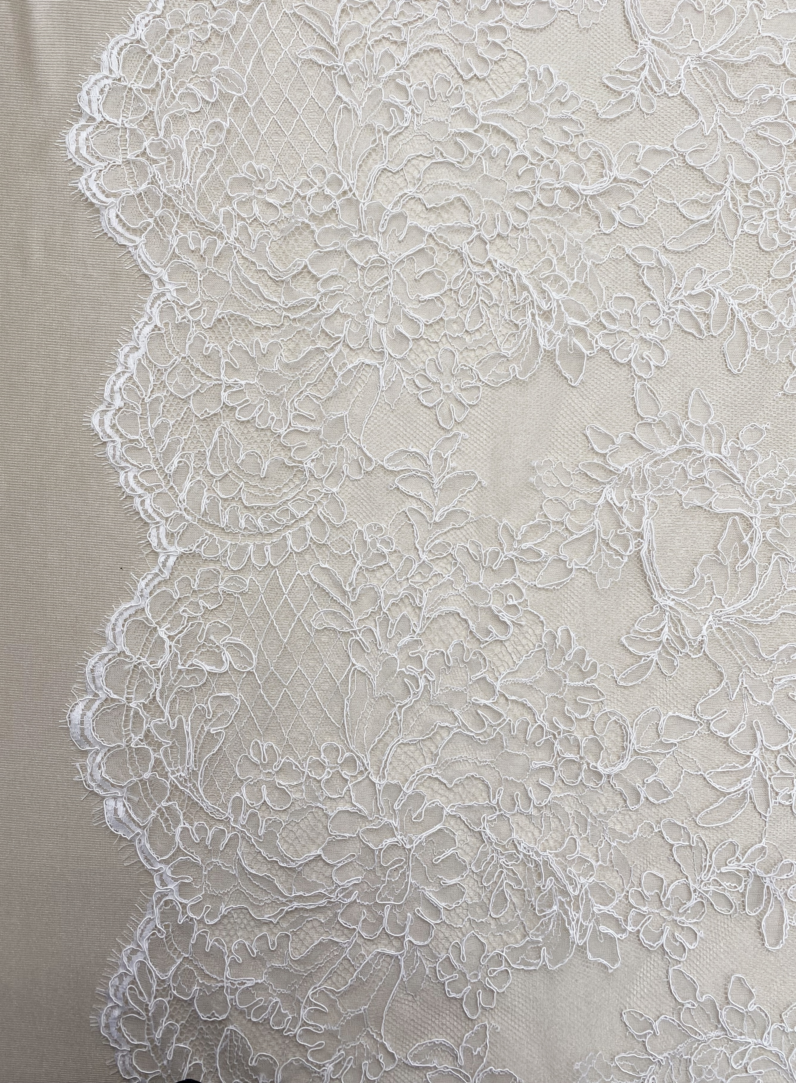 Exclusive Design for 2026: 3 Meters French Lace with Corded, 150cm Wide Alencon Eyelash Lace Fabric for Wedding Dress, Bridal gown, Veil
