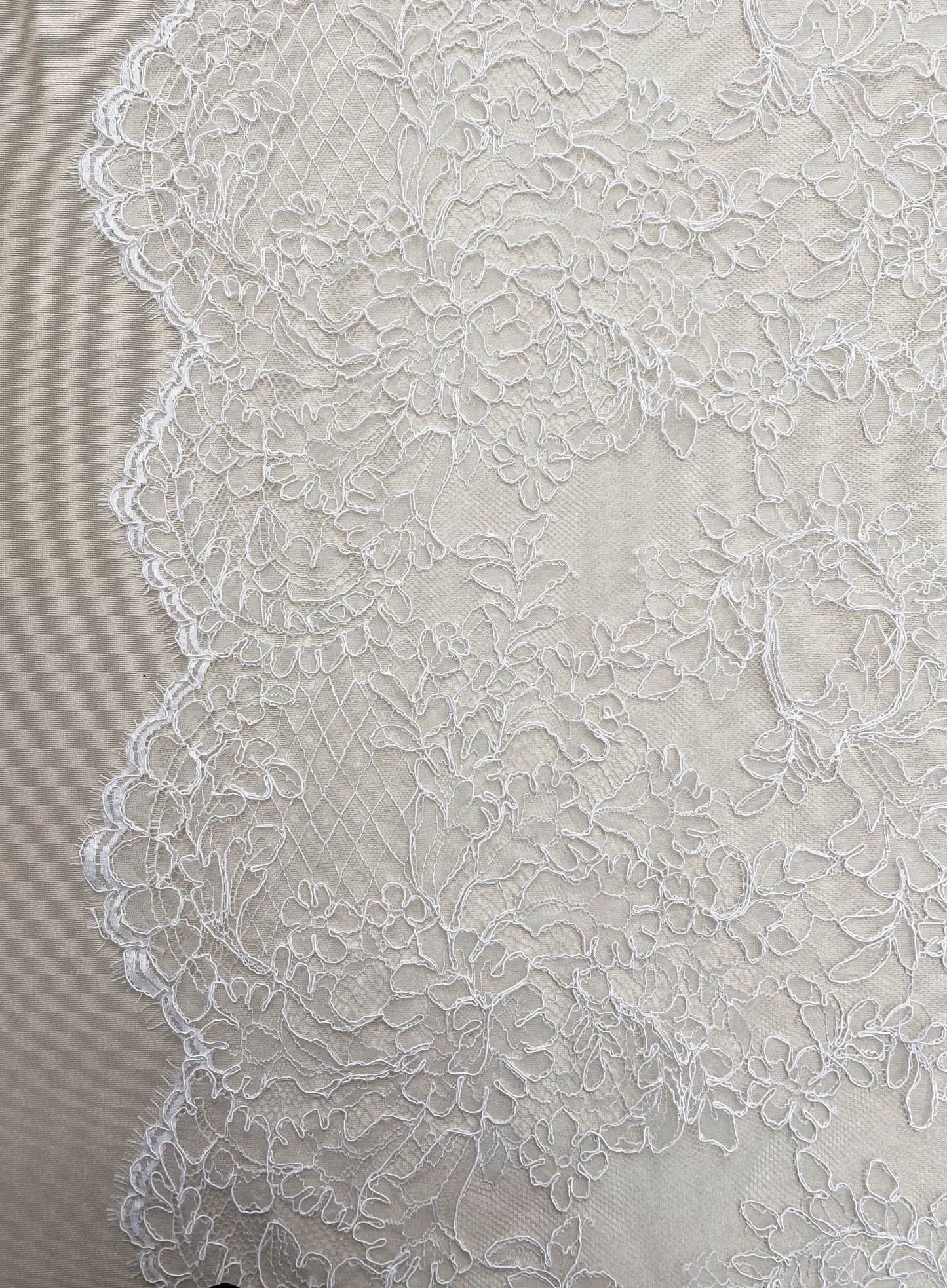 Exclusive Design for 2026: 3 Meters French Lace with Corded, 150cm Wide Alencon Eyelash Lace Fabric for Wedding Dress, Bridal gown, Veil