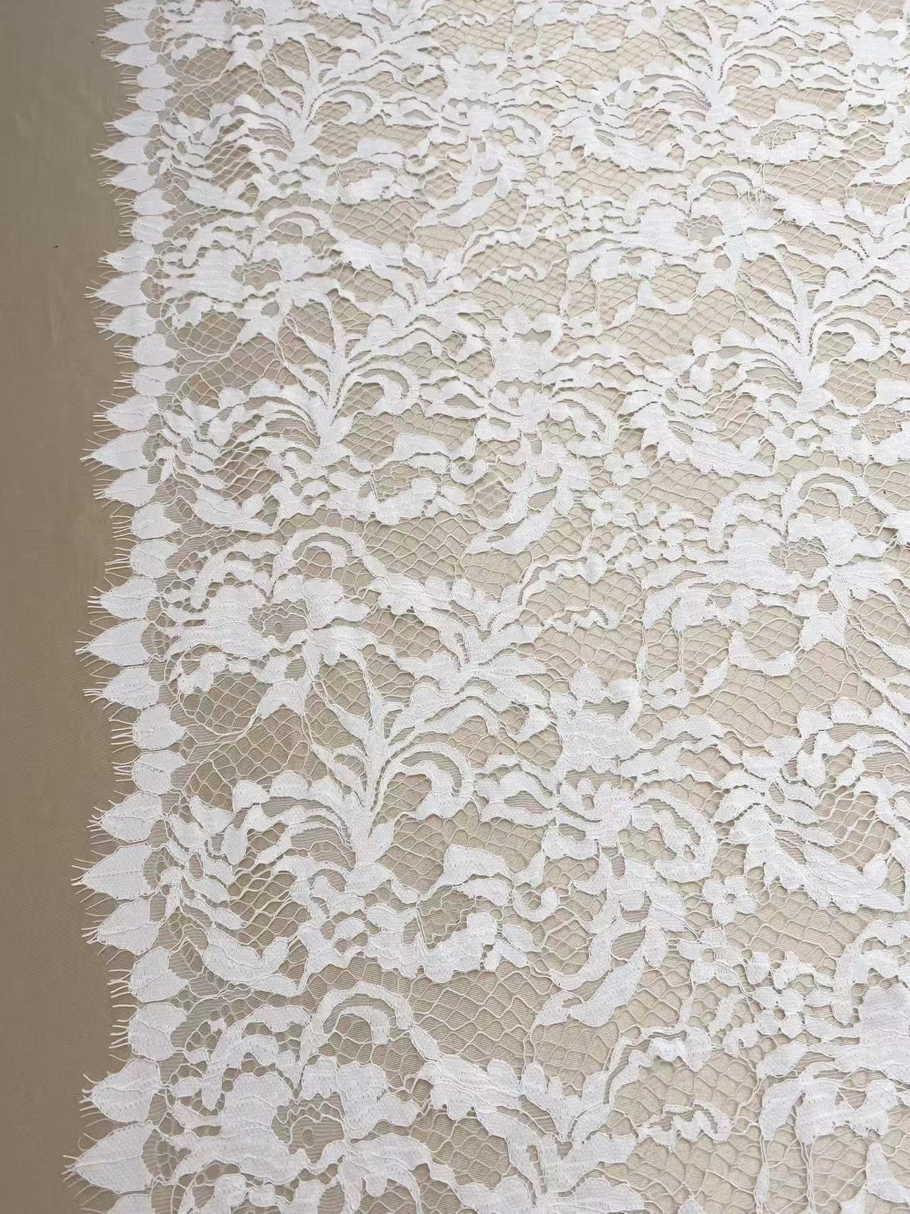 Soft Light French Chantily Eyelash Lace for Wedding Dress, Bridal Gown, Classic Lace Top Overlay, White Lace Fabric DIY Bridal Dress 