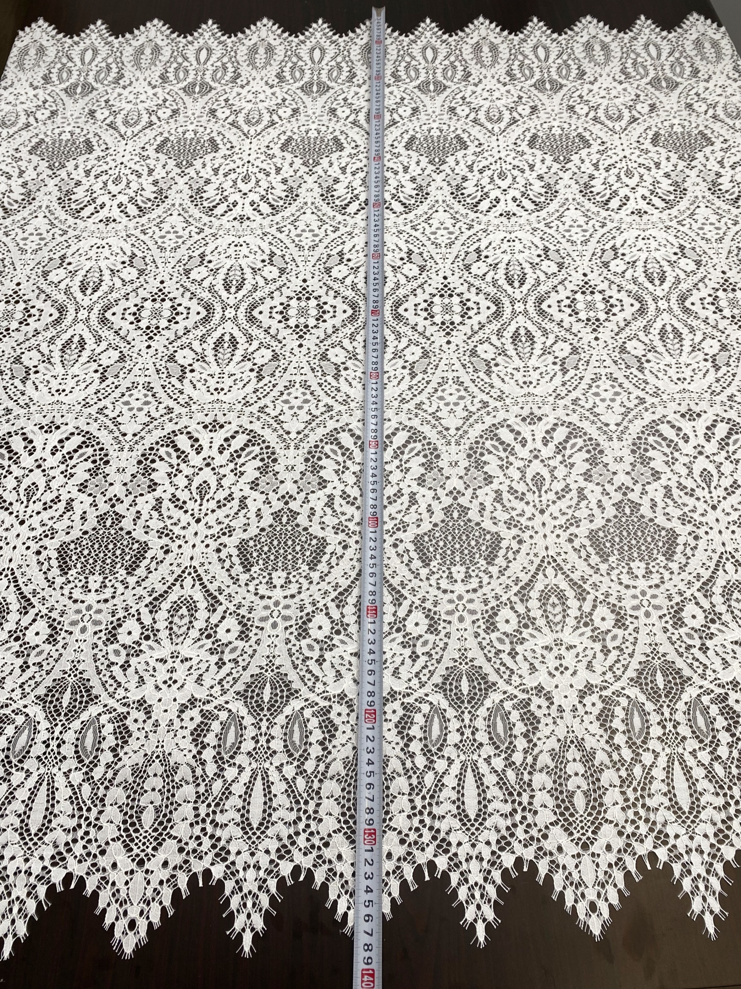 Ivory Floral French Chantilly Lace Fabric, Wedding Lace with Scalloped Edges, Eyelash Bridal Lace, Vintage Alençon Lace, sold by 3 Meters