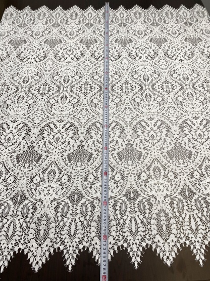 Ivory Floral French Chantilly Lace Fabric, Wedding Lace with Scalloped Edges, Eyelash Bridal Lace, Vintage Alençon Lace, sold by 3 Meters