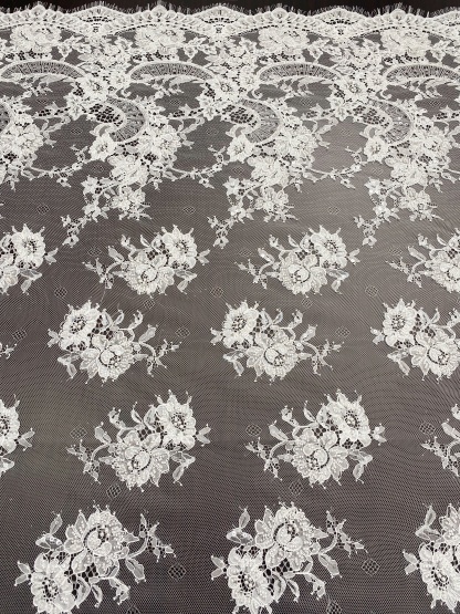 Ivory Beaded Chantilly Lace Fabric for Wedding Dress,Bridal Gown Veil,Sold by 3 Meter