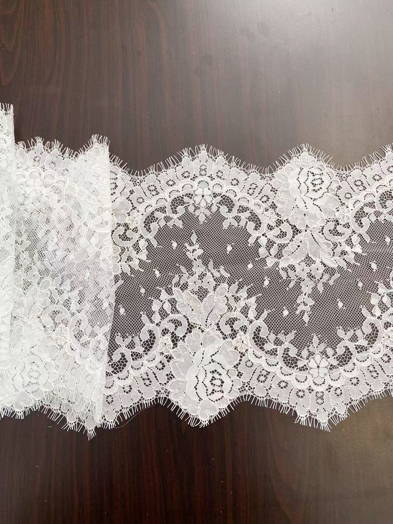 French Chantilly Lace, Floral Trim Eyelash Edging, Eyelash Lace Wedding Dress Fabric for Bridal Veil, Bridal Cap Lace 3 meters