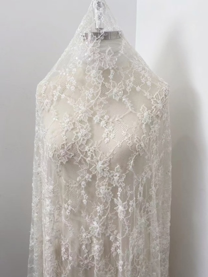 Luxurious Beaded French Chantilly Lace Fabric, Sequin Floral Embroidery Lace for wedding shrugs,bridal gown,Sold by 3 Yard
