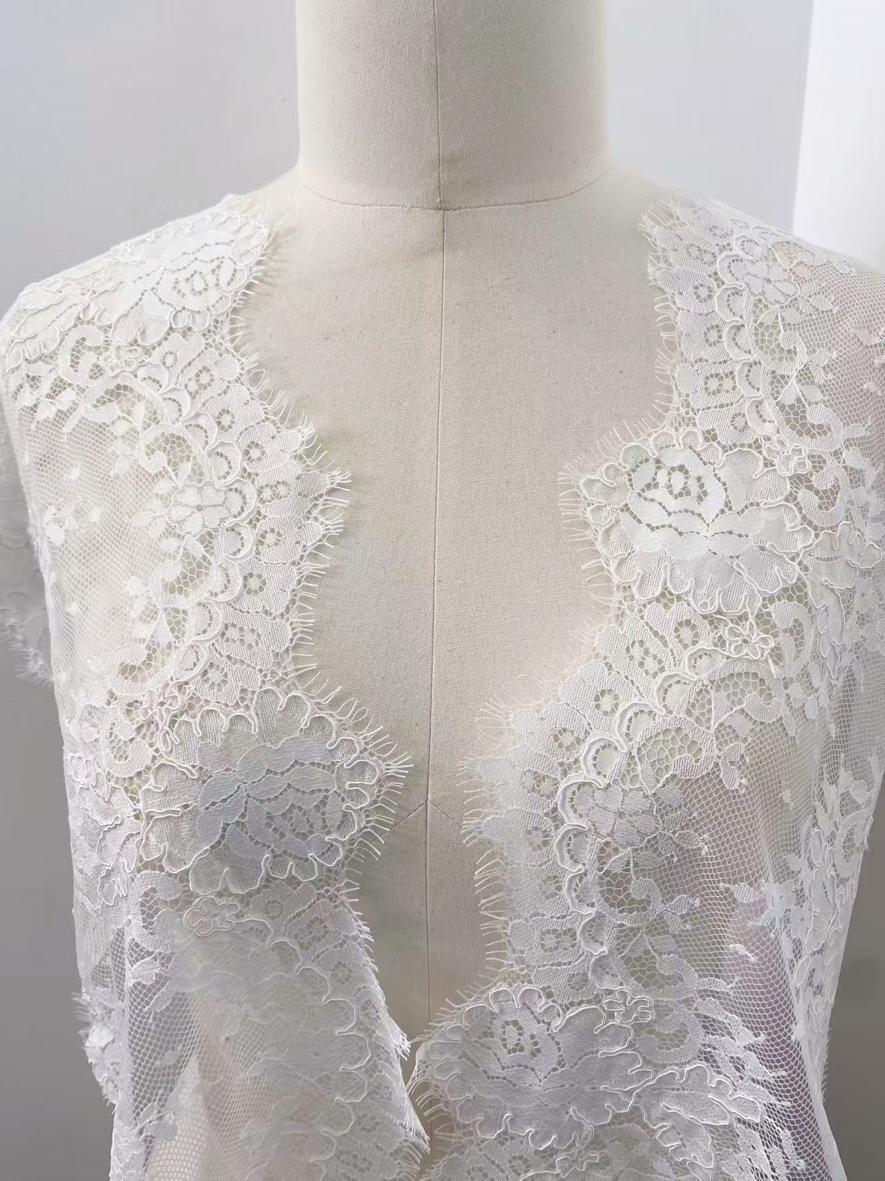 French Chantilly Lace, Floral Trim Eyelash Edging, Eyelash Lace Wedding Dress Fabric for Bridal Veil, Bridal Cap Lace 3 meters