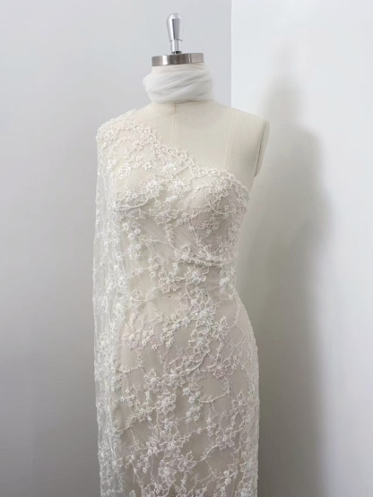 Luxurious Beaded French Chantilly Lace Fabric, Sequin Floral Embroidery Lace for wedding shrugs,bridal gown,Sold by 3 Yard