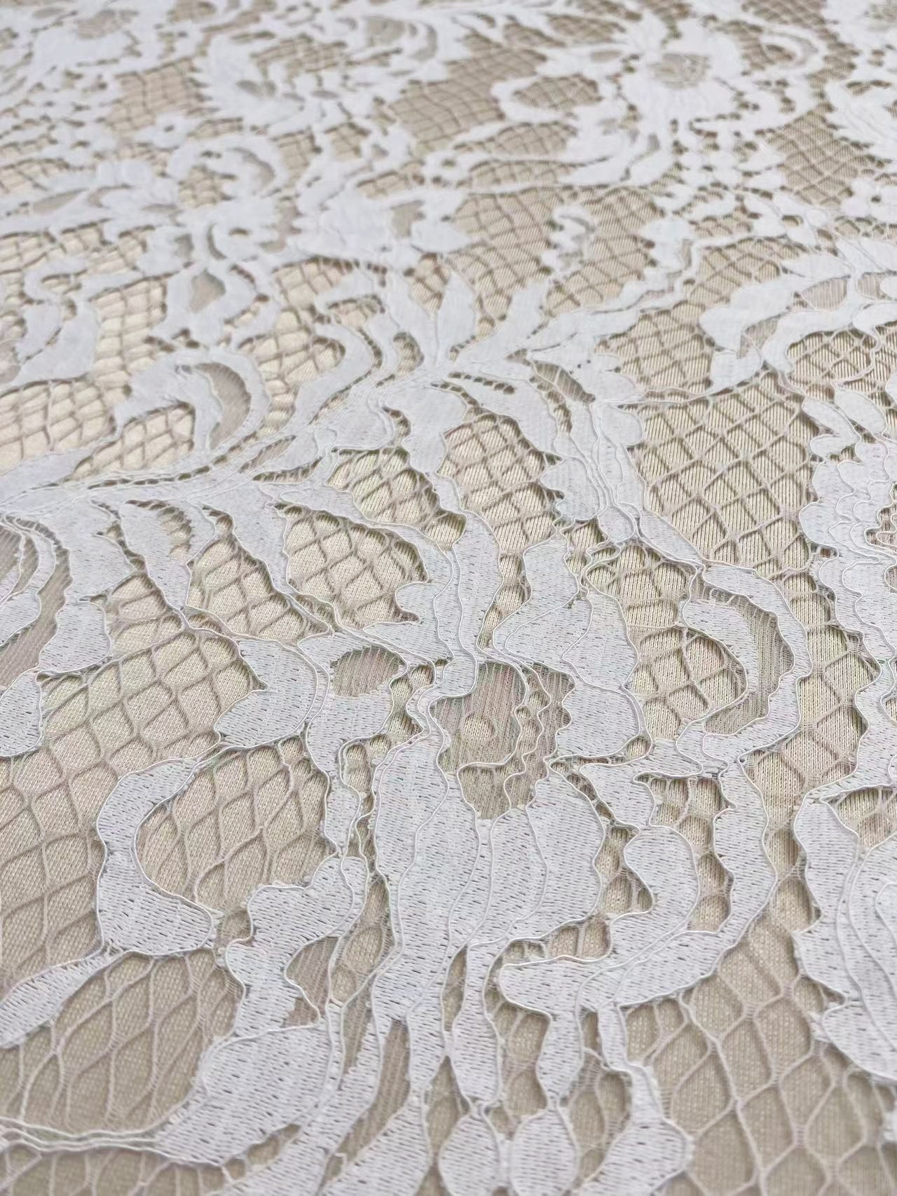 Soft Light French Chantily Eyelash Lace for Wedding Dress, Bridal Gown, Classic Lace Top Overlay, White Lace Fabric DIY Bridal Dress 