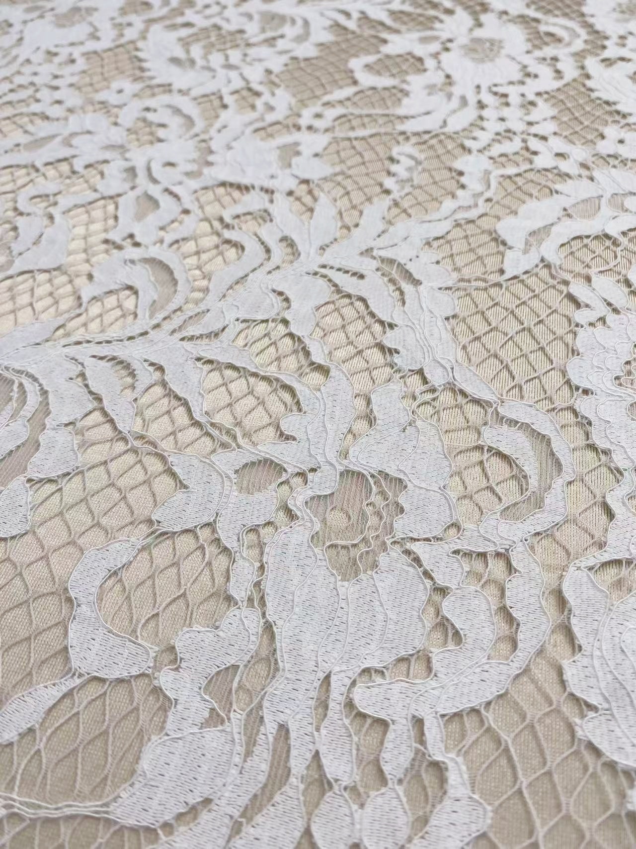 Soft Light French Chantily Eyelash Lace for Wedding Dress, Bridal Gown, Classic Lace Top Overlay, White Lace Fabric DIY Bridal Dress 