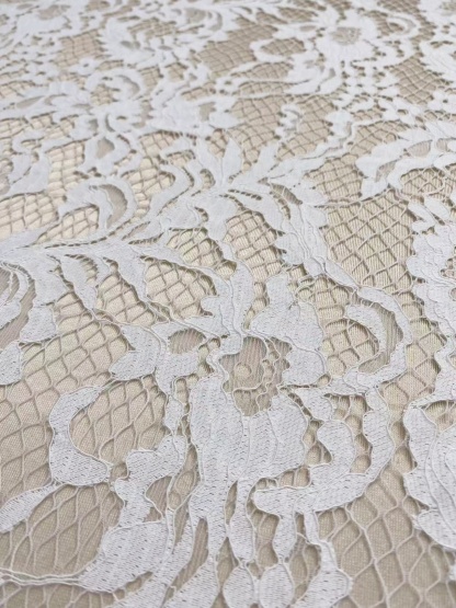 Soft Light French Chantily Eyelash Lace for Wedding Dress, Bridal Gown, Classic Lace Top Overlay, White Lace Fabric DIY Bridal Dress 