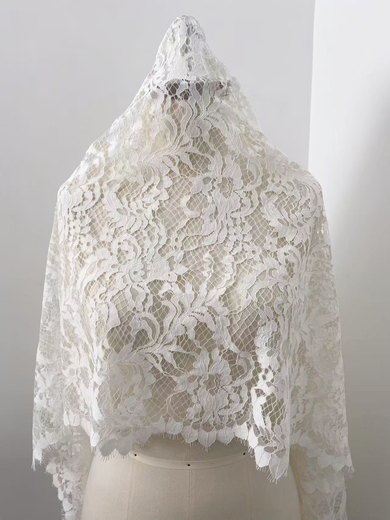 Soft Light French Chantily Eyelash Lace for Wedding Dress, Bridal Gown, Classic Lace Top Overlay, White Lace Fabric DIY Bridal Dress 