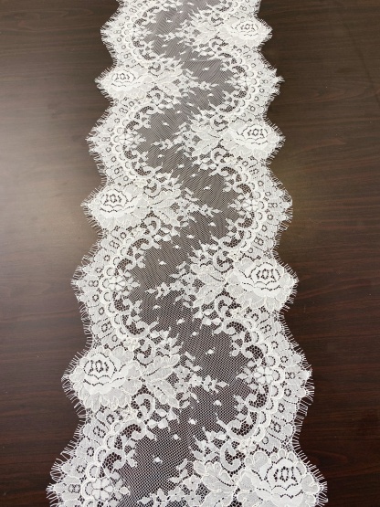 French Chantilly Lace, Floral Trim Eyelash Edging, Eyelash Lace Wedding Dress Fabric for Bridal Veil, Bridal Cap Lace 3 meters