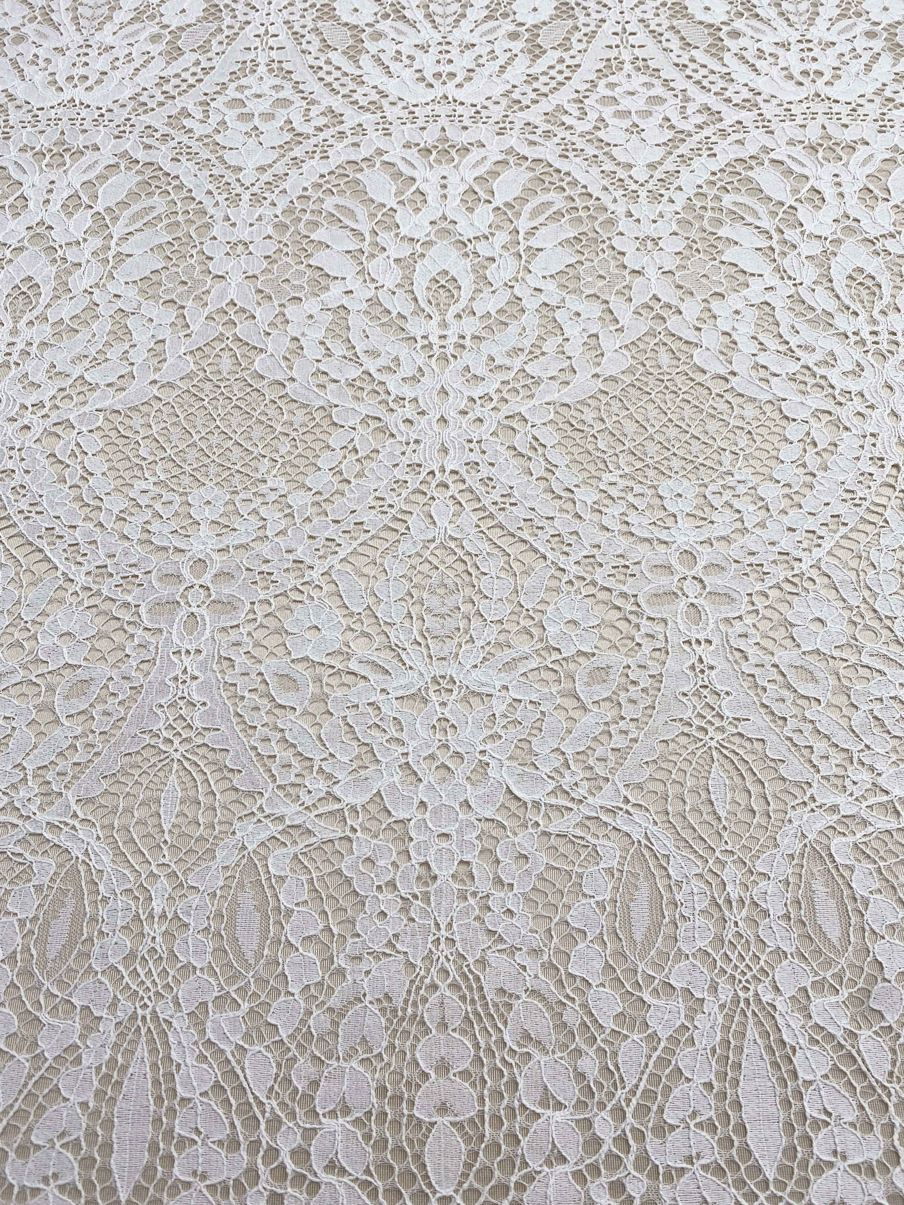 Ivory Floral French Chantilly Lace Fabric, Wedding Lace with Scalloped Edges, Eyelash Bridal Lace, Vintage Alençon Lace, sold by 3 Meters