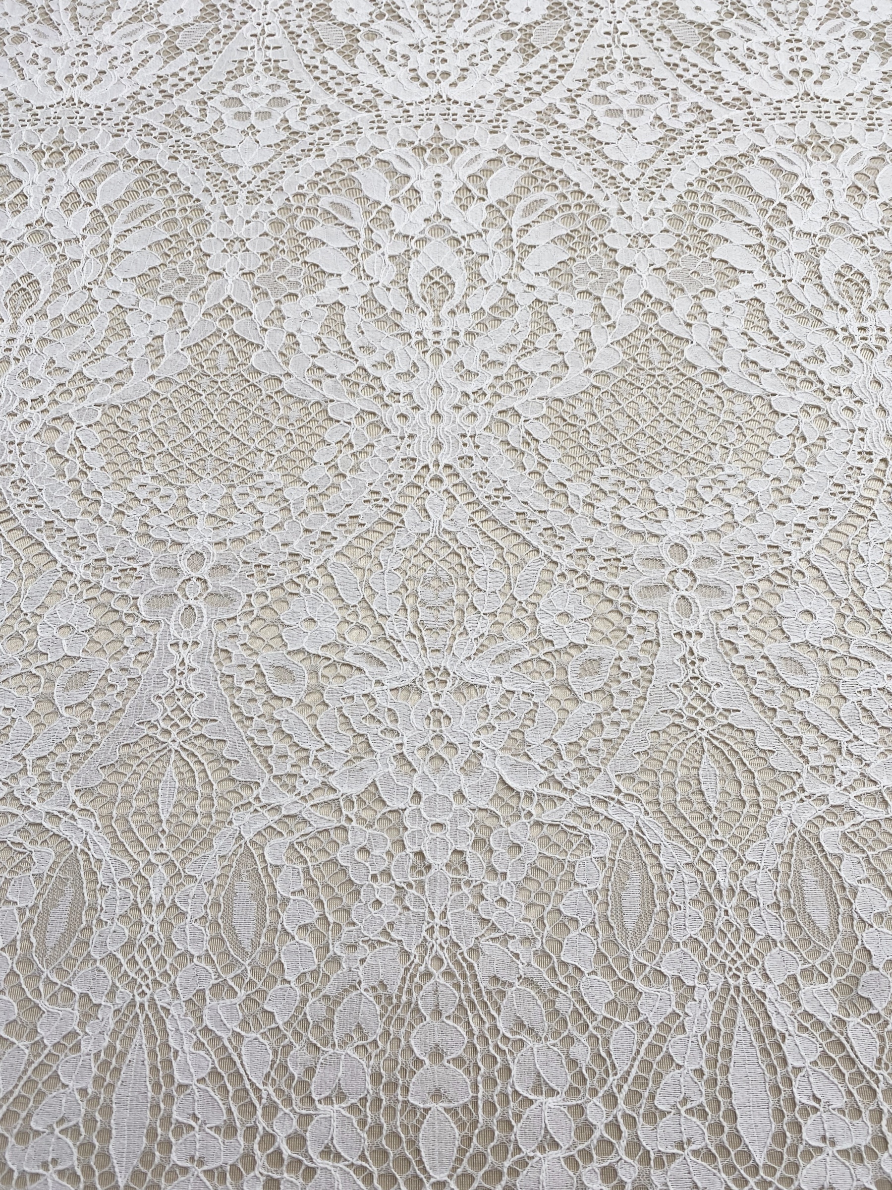 Ivory Floral French Chantilly Lace Fabric, Wedding Lace with Scalloped Edges, Eyelash Bridal Lace, Vintage Alençon Lace, sold by 3 Meters