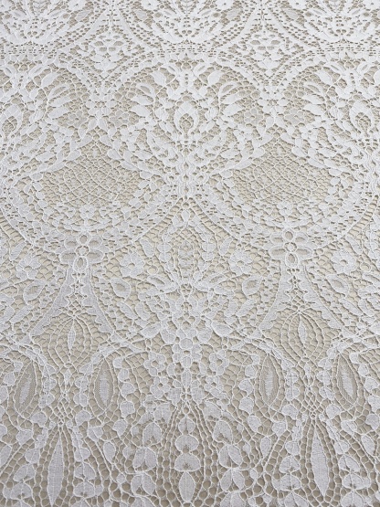 Ivory Floral French Chantilly Lace Fabric, Wedding Lace with Scalloped Edges, Eyelash Bridal Lace, Vintage Alençon Lace, sold by 3 Meters