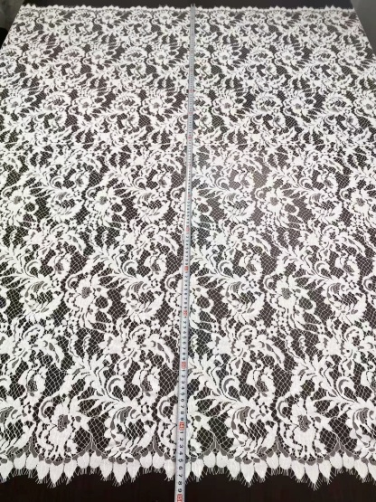 Soft Light French Chantily Eyelash Lace for Wedding Dress, Bridal Gown, Classic Lace Top Overlay, White Lace Fabric DIY Bridal Dress 