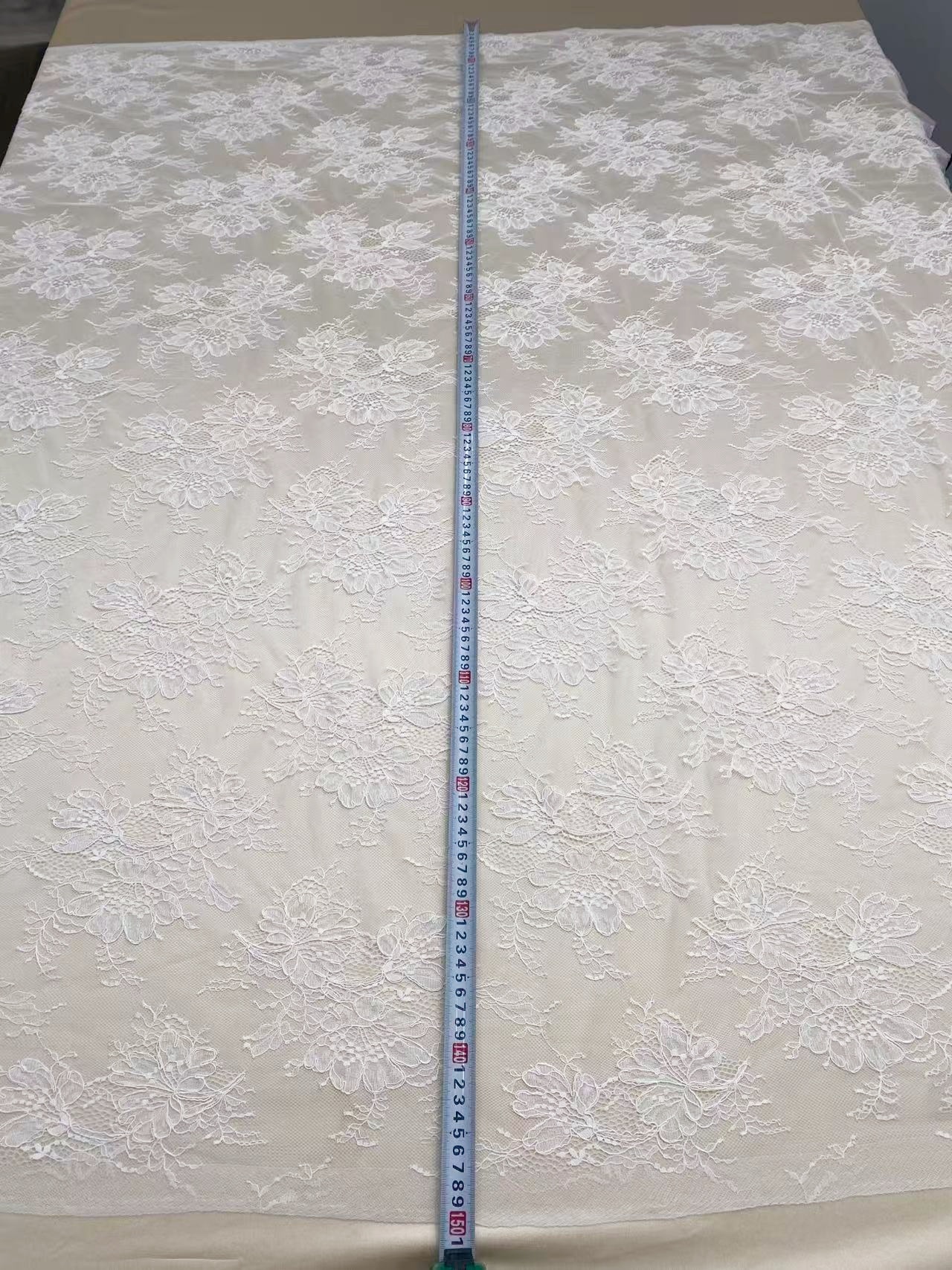 New arrival Chantilly lace fabric with flowers for bridal veil, bridal dress, White wedding lace French lace by the yard