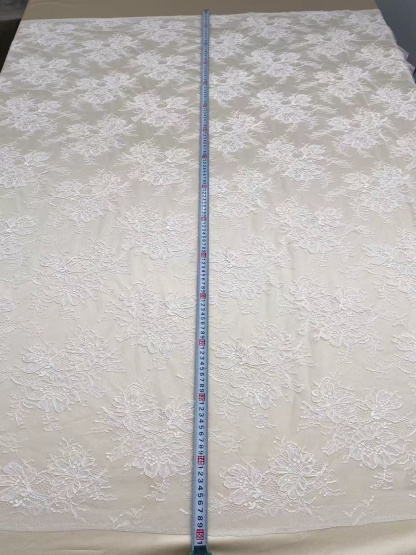 New arrival Chantilly lace fabric with flowers for bridal veil, bridal dress, White wedding lace French lace by the yard