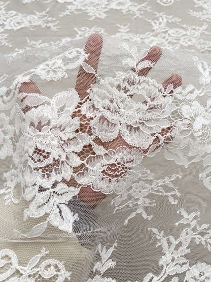 3Meters Wide Lace Fabric with Exclusive flower Parttern for Wedding Dress and Veil, Floral Embroidered Tulle by the Yard, Bridal Material