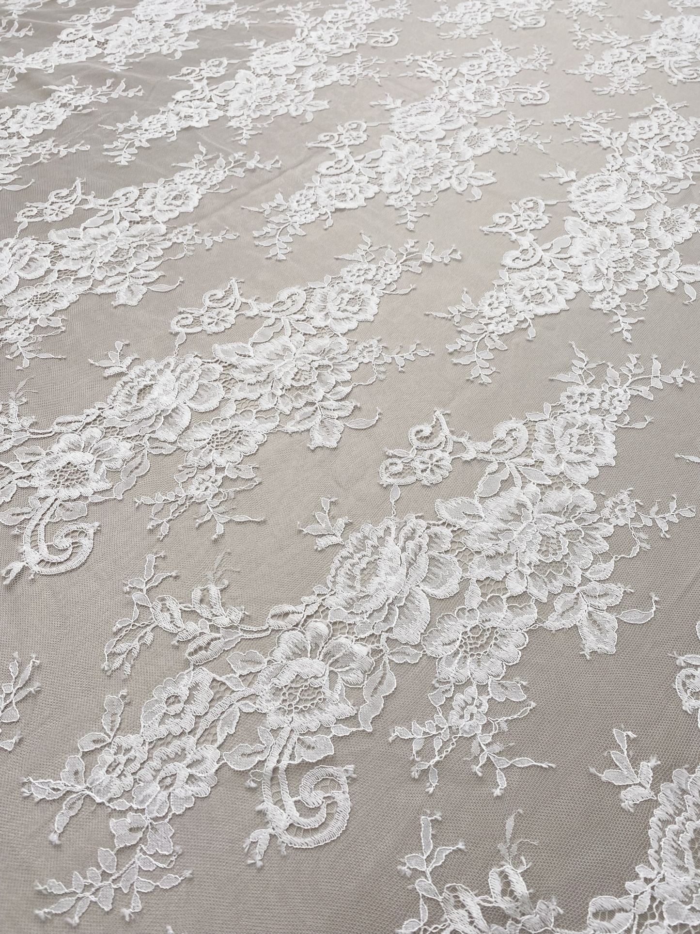 3Meters Wide Lace Fabric with Exclusive flower Parttern for Wedding Dress and Veil, Floral Embroidered Tulle by the Yard, Bridal Material