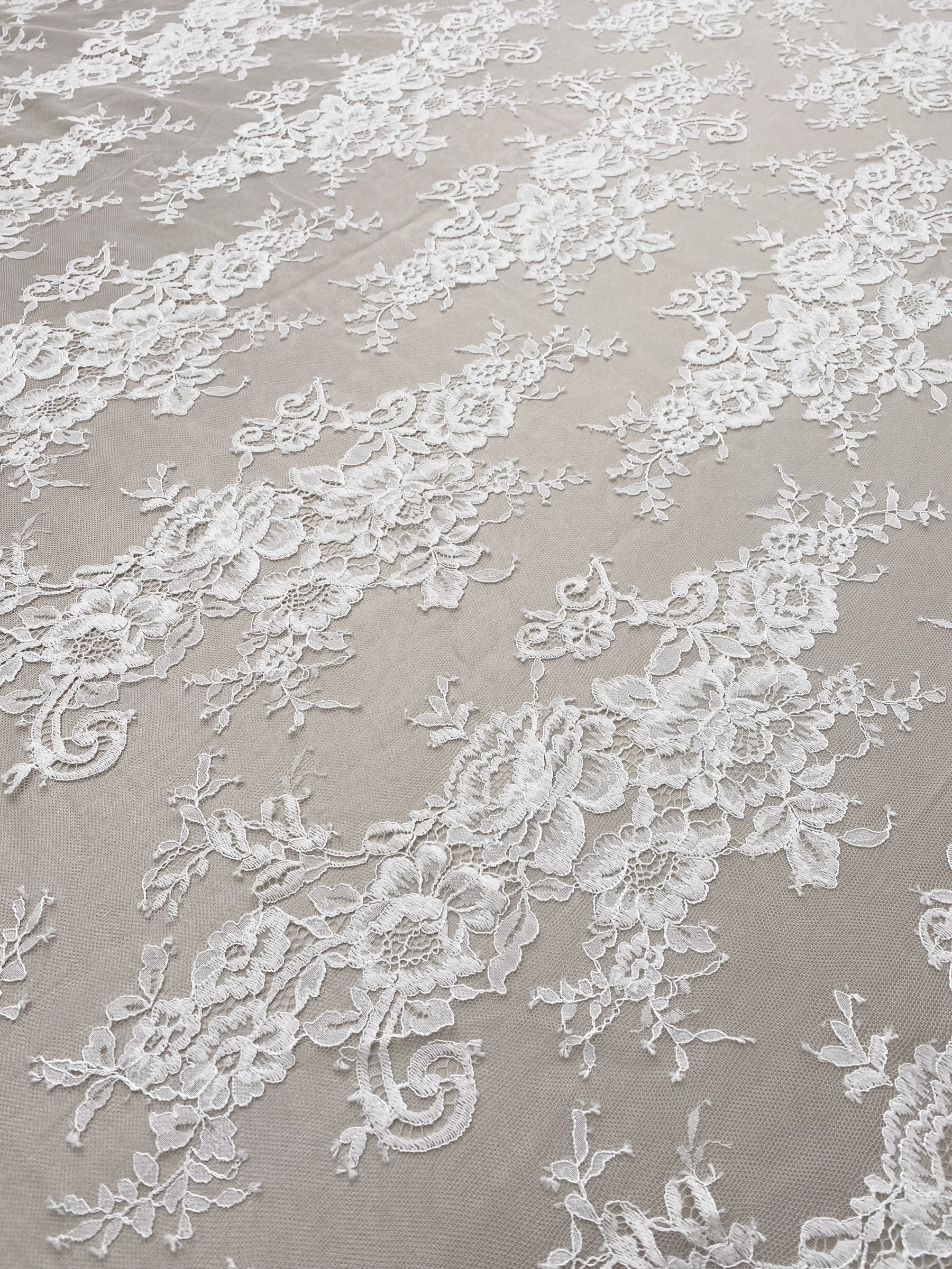 3Meters Wide Lace Fabric with Exclusive flower Parttern for Wedding Dress and Veil, Floral Embroidered Tulle by the Yard, Bridal Material