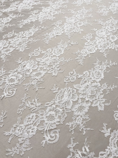 3Meters Wide Lace Fabric with Exclusive flower Parttern for Wedding Dress and Veil, Floral Embroidered Tulle by the Yard, Bridal Material