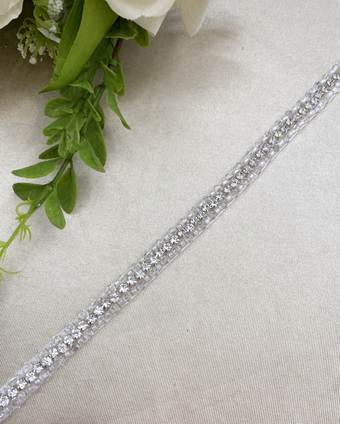 Wedding Dress Sash Belt with Silver Rhinestones, Crystal Bead Bridal Belt with Chiffon, Jeweled Party Dress Belt For Bride Bridesmaid