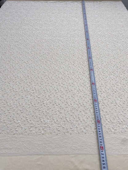 Ivory Heavy  Bead Embroidery Lace with Pearl Sequin, Pearls Lace Fabric for Wedding Gown Bridal Dress,  Sold by the Yard