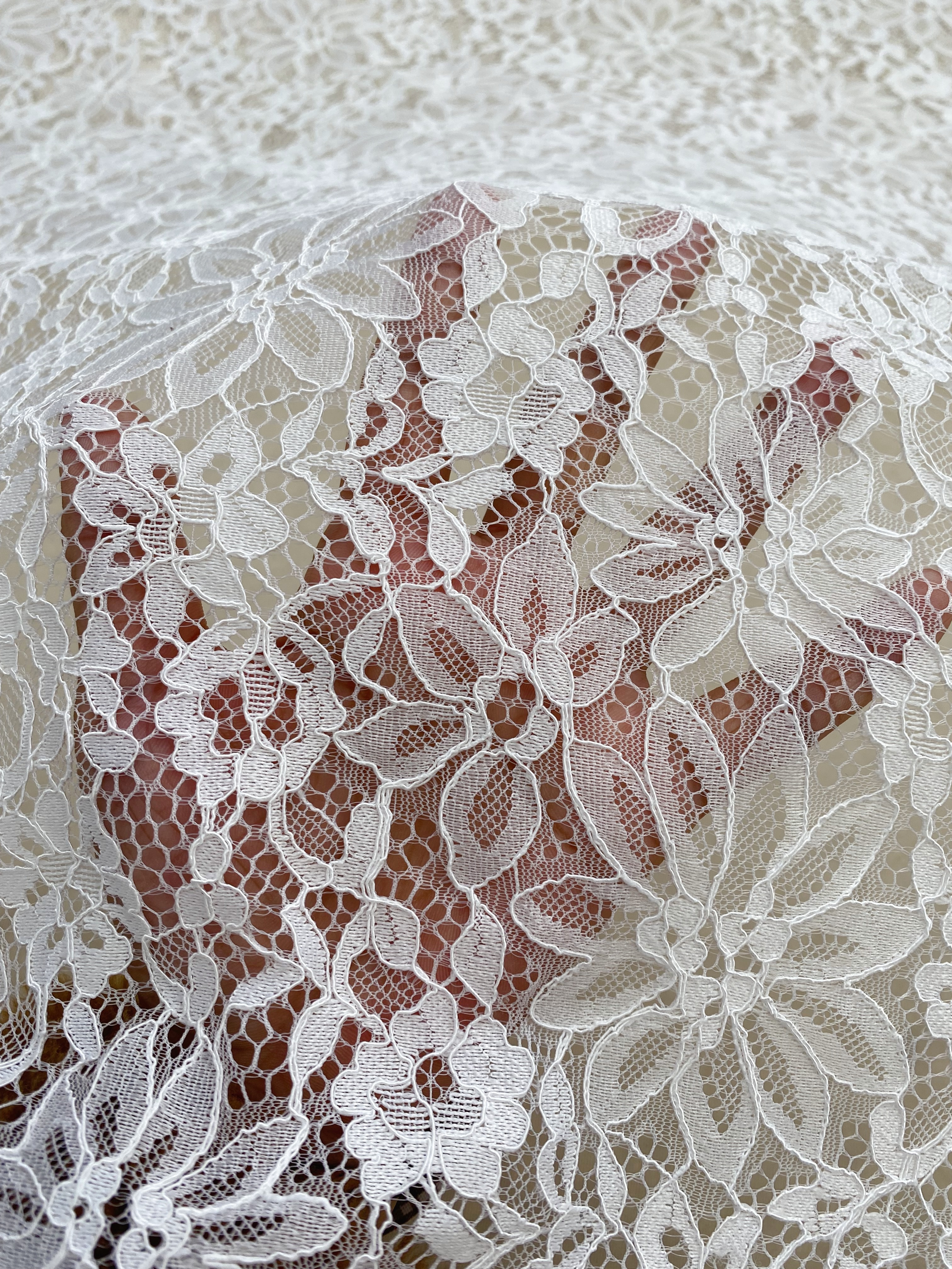 Soft Light French Chantily Eyelash Lace for Wedding Dress, Bridal Gown, Classic Lace Top Overlay, White Lace Fabric DIY Bridal Dress