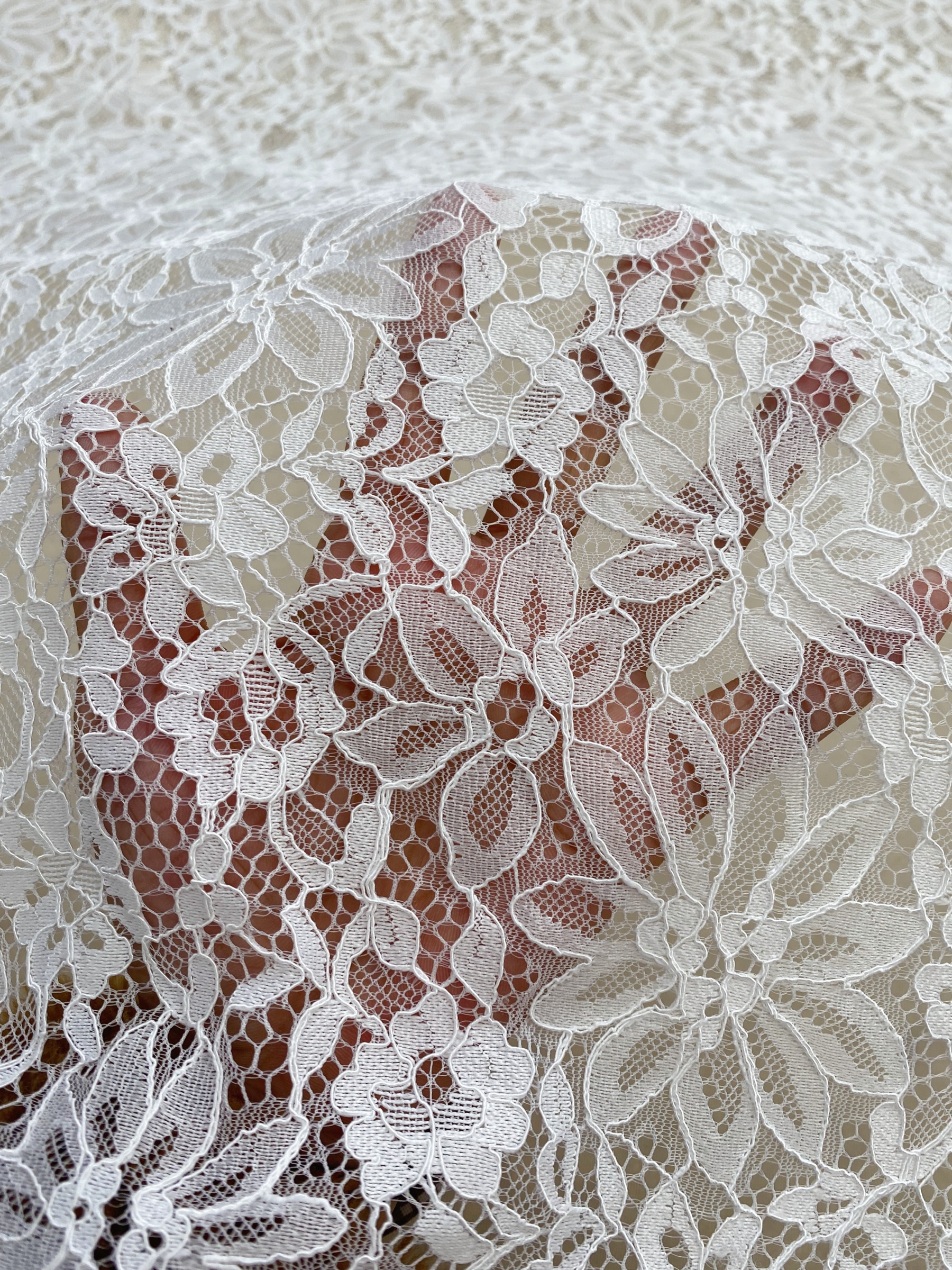 Soft Light French Chantily Eyelash Lace for Wedding Dress, Bridal Gown, Classic Lace Top Overlay, White Lace Fabric DIY Bridal Dress