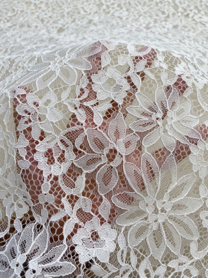 Soft Light French Chantily Eyelash Lace for Wedding Dress, Bridal Gown, Classic Lace Top Overlay, White Lace Fabric DIY Bridal Dress