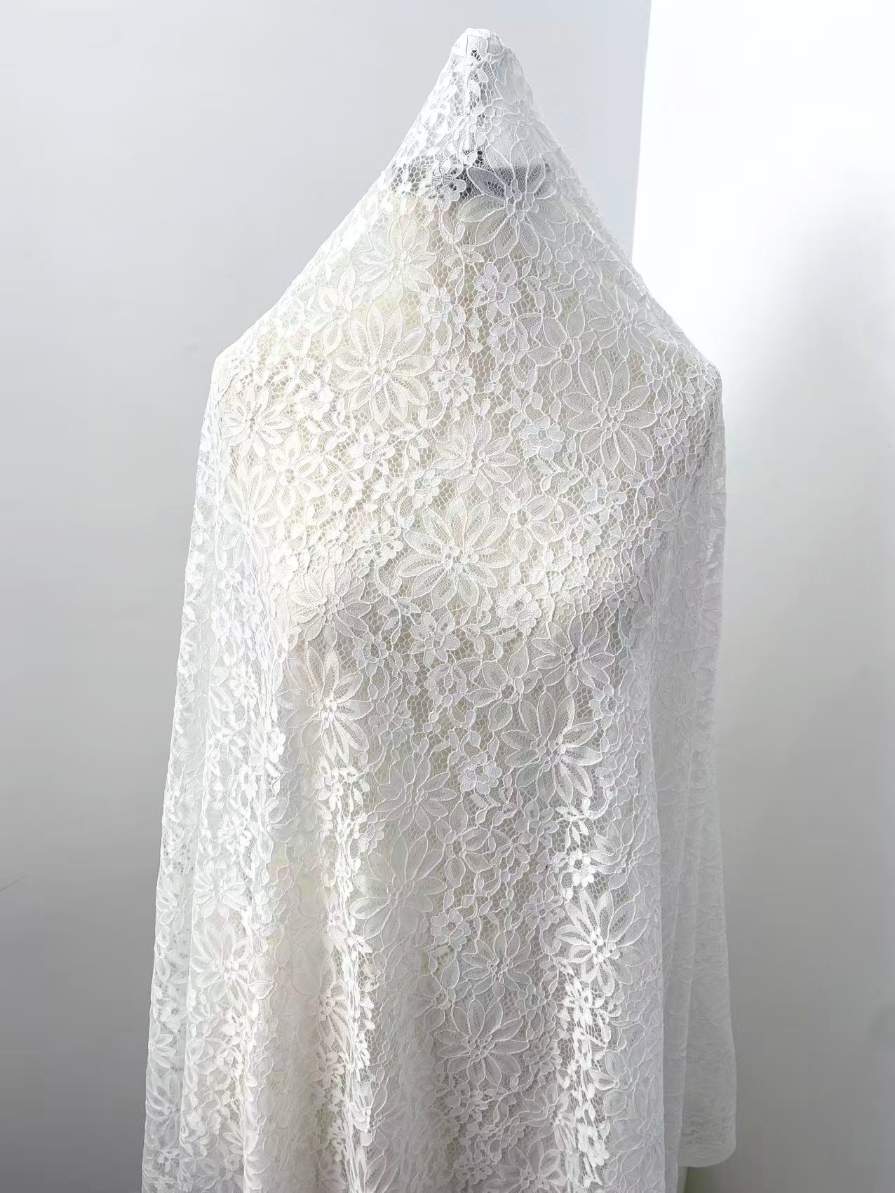 Soft Light French Chantily Eyelash Lace for Wedding Dress, Bridal Gown, Classic Lace Top Overlay, White Lace Fabric DIY Bridal Dress