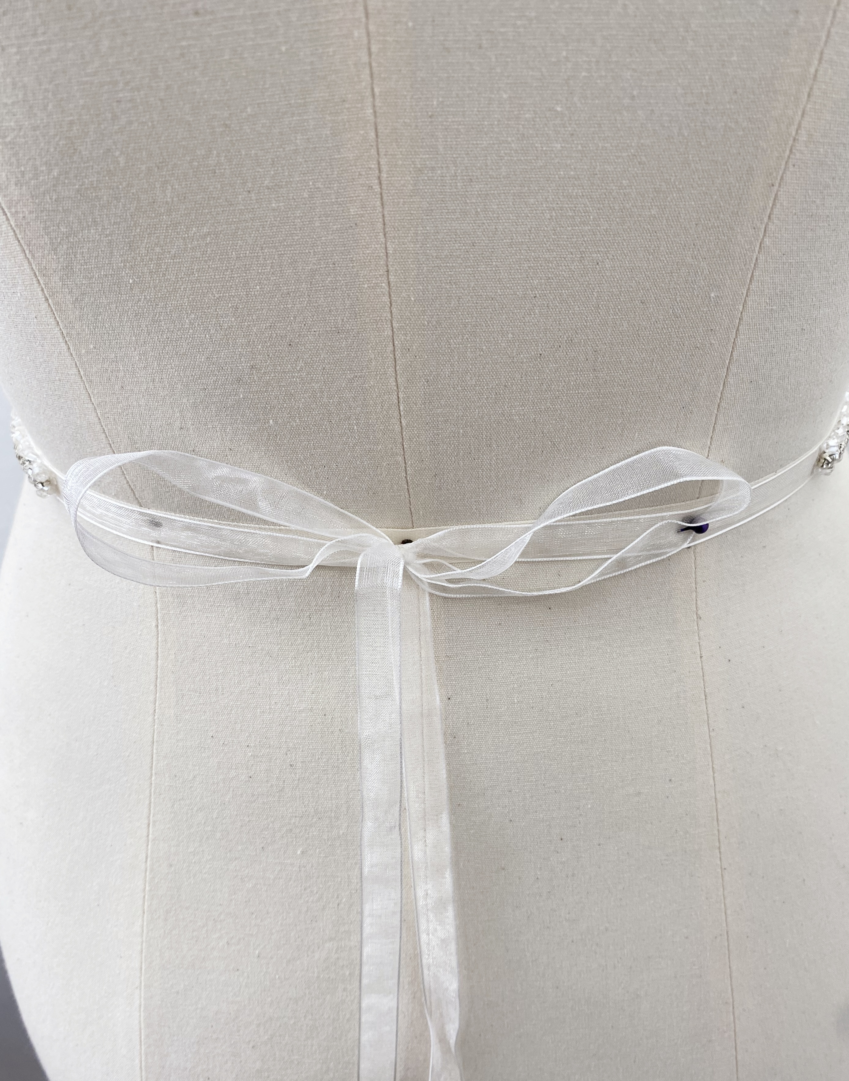 Wedding Dress Sash Belt with Silver Rhinestones, Crystal Bead Bridal Belt with Chiffon, Jeweled Party Dress Belt For Bride Bridesmaid