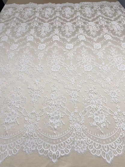 Soft Light French Chantily Eyelash Lace for Wedding Dress, Bridal Gown, Classic Lace Top Overlay, White Lace Fabric DIY Bridal Dress 