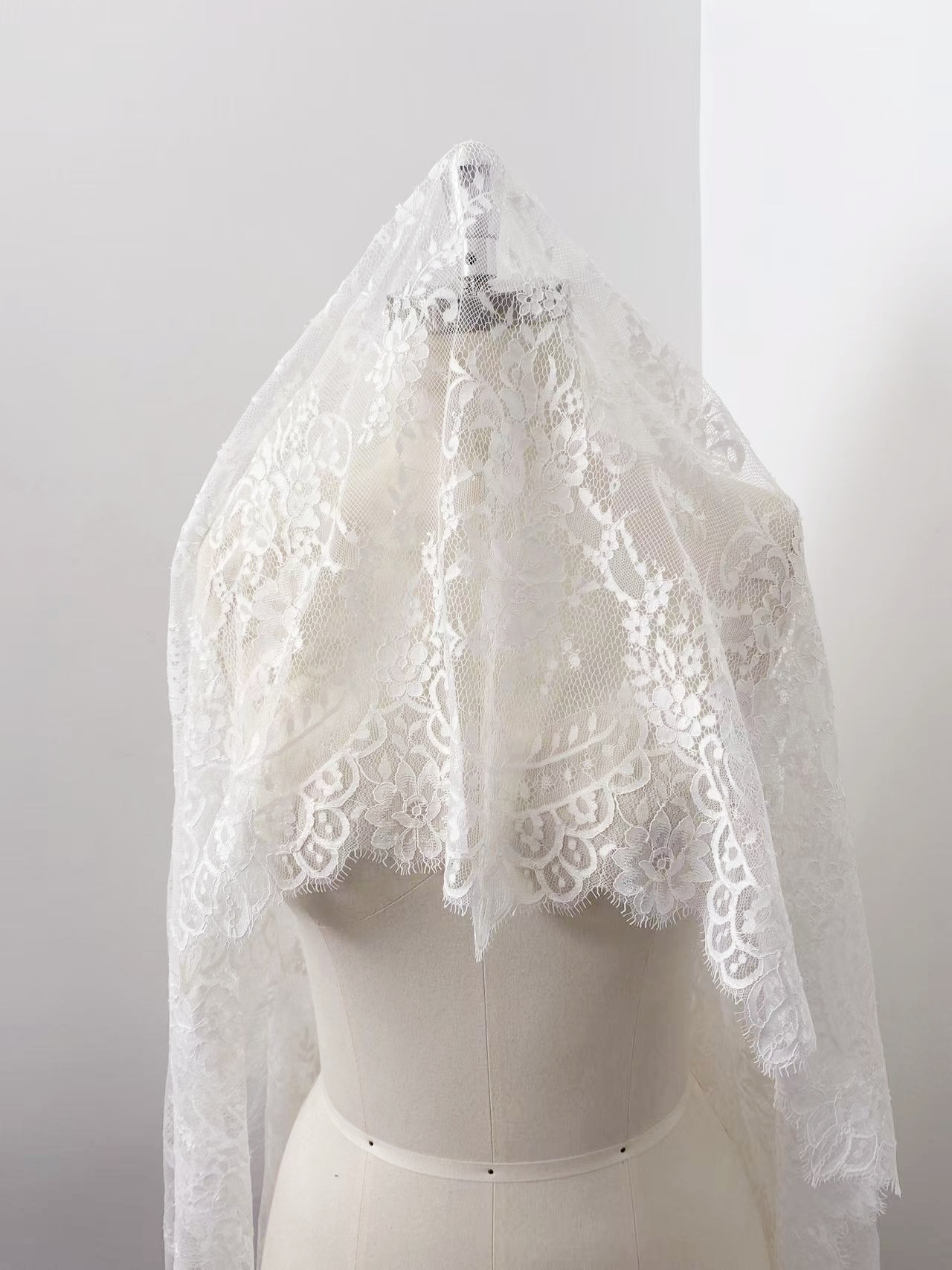 Soft Light French Chantily Eyelash Lace for Wedding Dress, Bridal Gown, Classic Lace Top Overlay, White Lace Fabric DIY Bridal Dress 