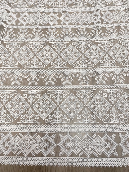 White Guipure Mesh Lace Fabric, Bridal Guipure Lace Fabric, Crochet Wedding Lace, Bridal Wedding Dress Stripe line Embroidery flower lace by the yard