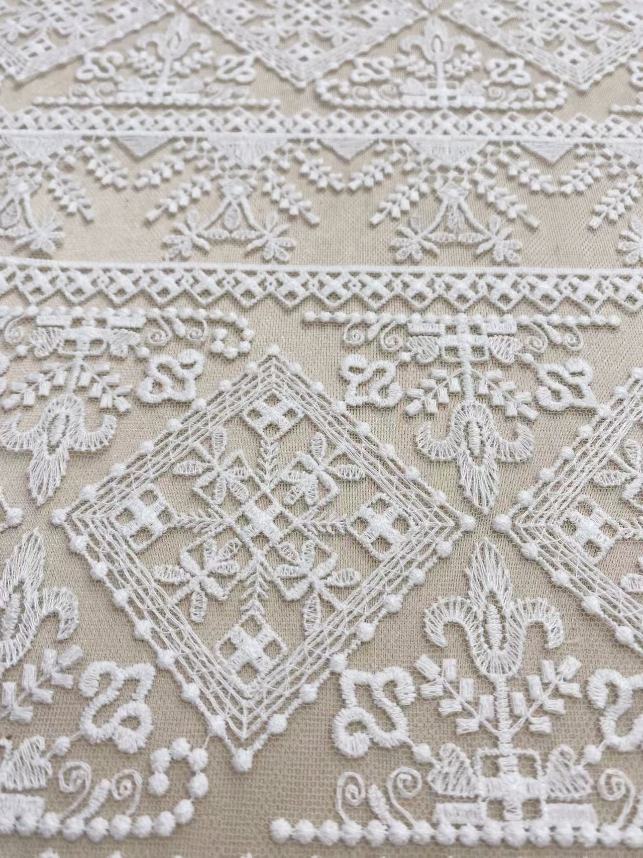 White Guipure Mesh Lace Fabric, Bridal Guipure Lace Fabric, Crochet Wedding Lace, Bridal Wedding Dress Stripe line Embroidery flower lace by the yard