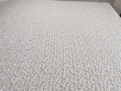 Off-White Floral Beaded Sequin Lace Fabric, 3D Flower Embroidery Lace for Wedding Dress Bridal Gown Material by the Yard