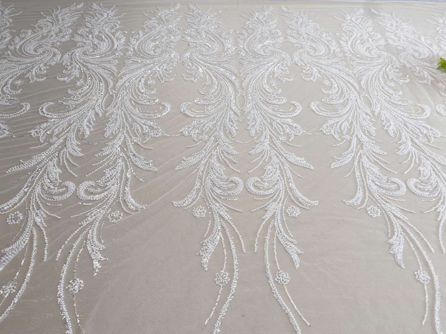 Heavy Beads Lace Fabric,Off White Big Flower Embroidered Lace for Wedding Bridal Gown, Prom Evening Dress, Bodice & Couture Textiles