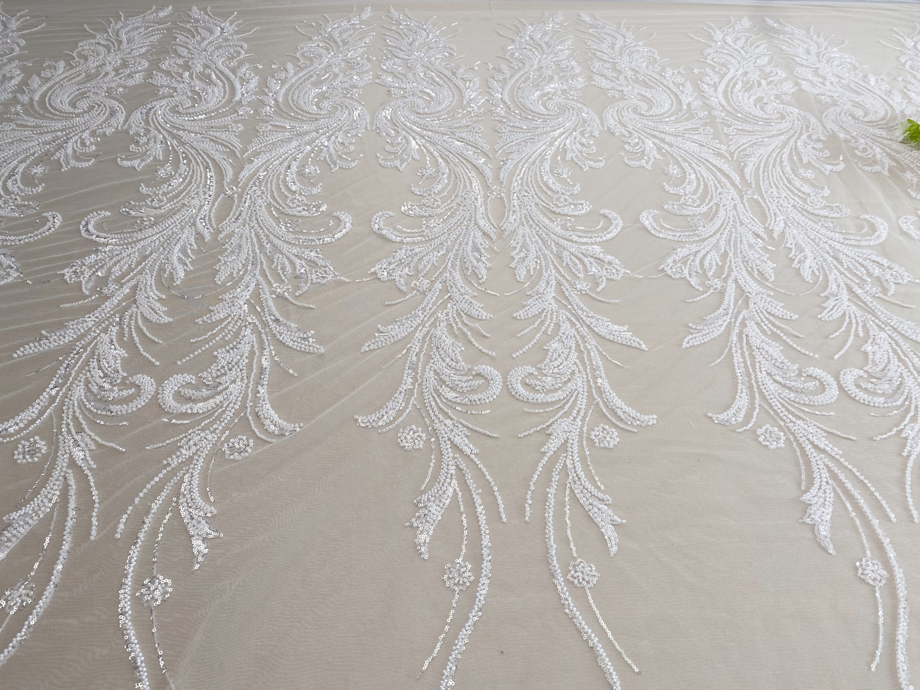 Heavy Beads Lace Fabric,Off White Big Flower Embroidered Lace for Wedding Bridal Gown, Prom Evening Dress, Bodice & Couture Textiles