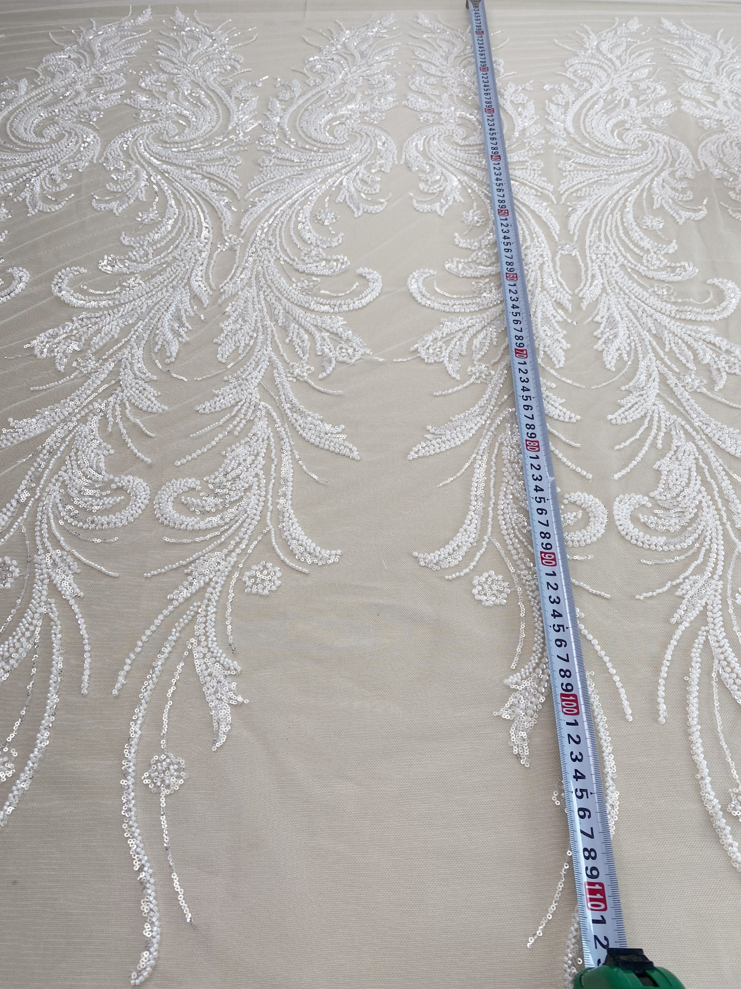 Heavy Beads Lace Fabric,Off White Big Flower Embroidered Lace for Wedding Bridal Gown, Prom Evening Dress, Bodice & Couture Textiles