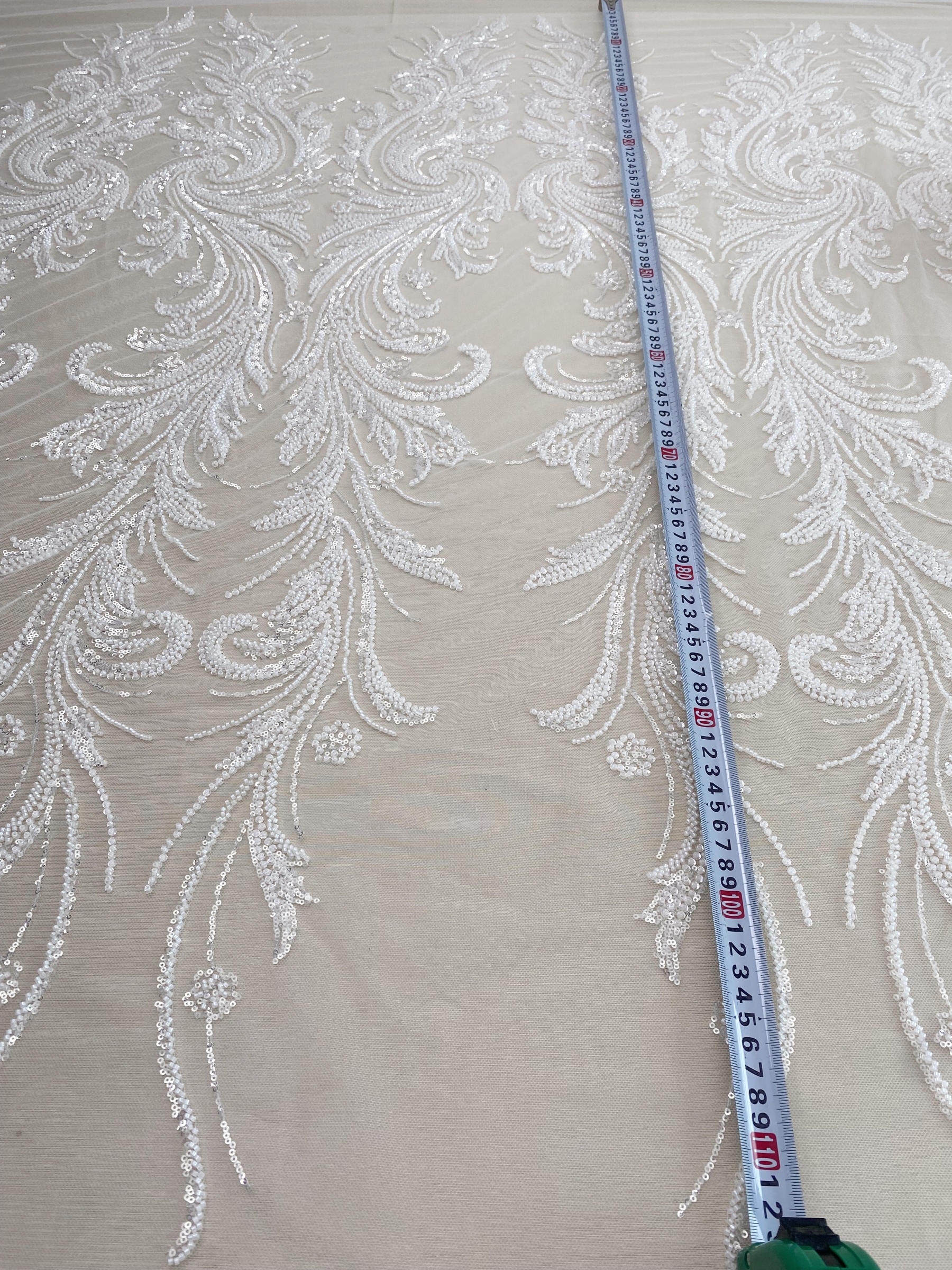 Heavy Beads Lace Fabric,Off White Big Flower Embroidered Lace for Wedding Bridal Gown, Prom Evening Dress, Bodice & Couture Textiles